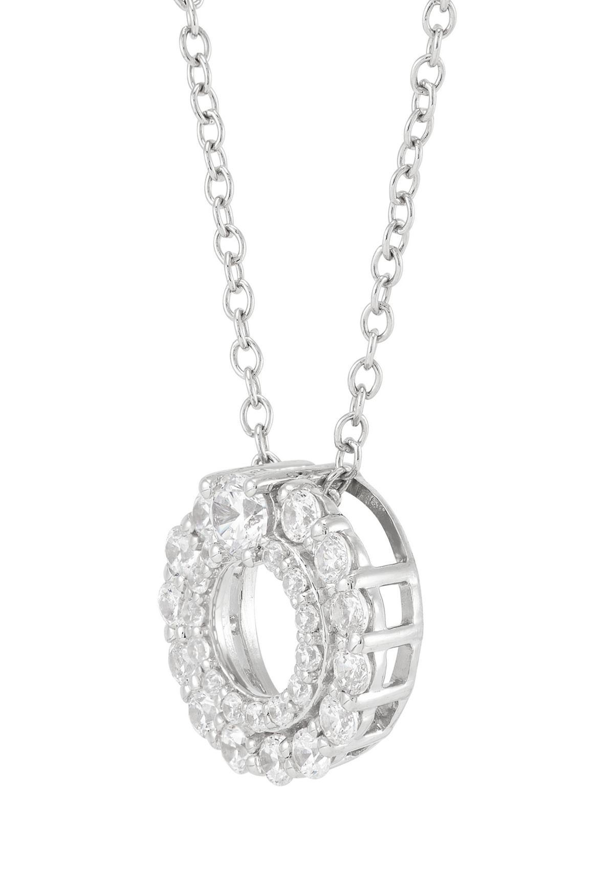 1/2 ct. t.w. Lab Grown Diamond Circle Pendant Necklace with 18 Cable Chain Sterling Silver