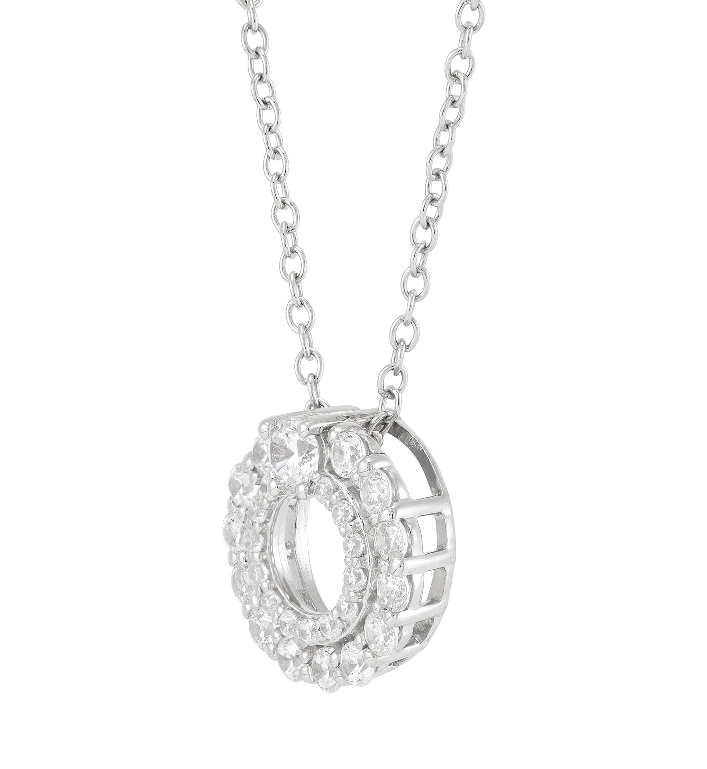 1/2 ct. t.w. Lab Grown Diamond Circle Pendant Necklace with 18 Cable Chain Sterling Silver