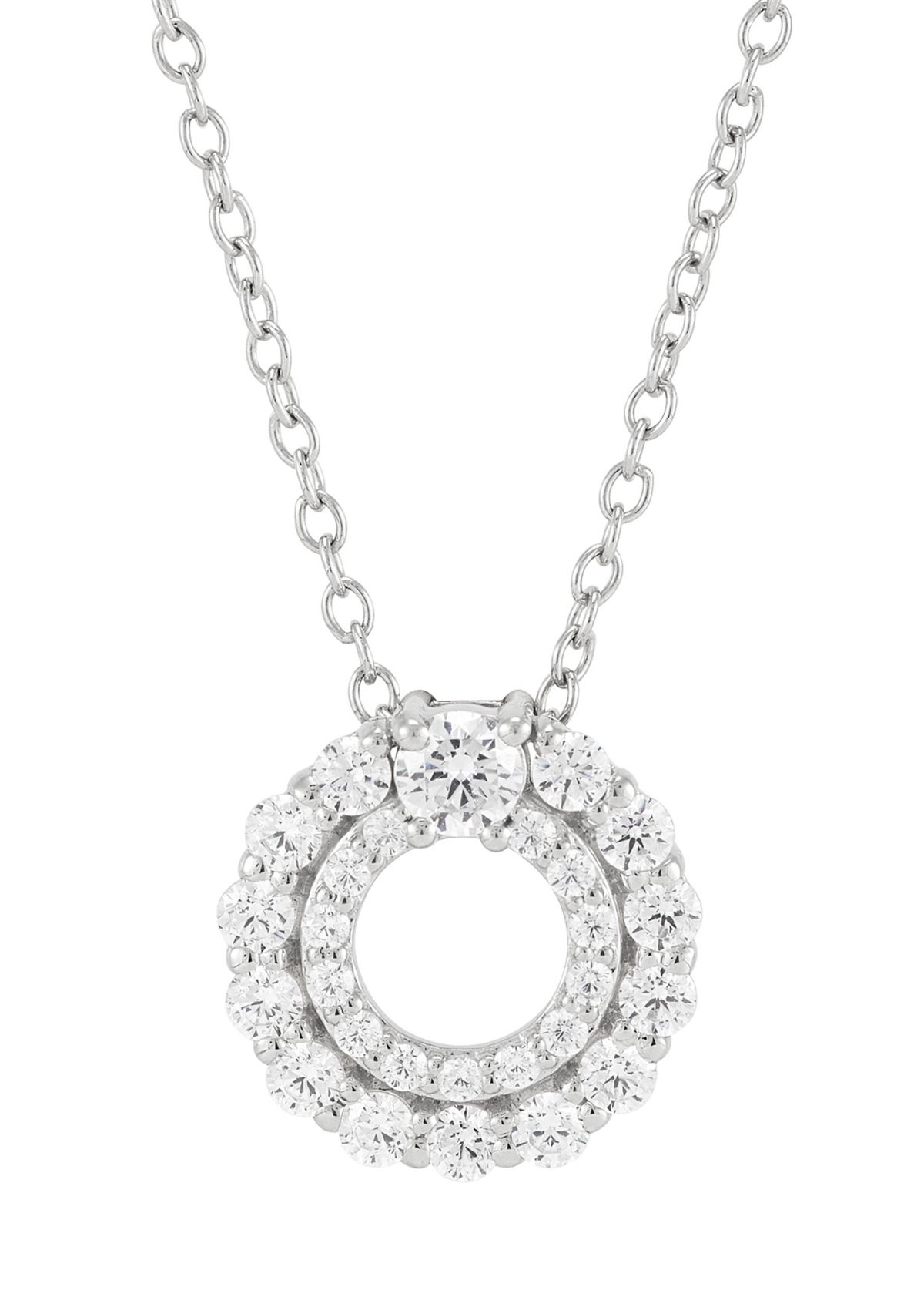 1/2 ct. t.w. Lab Grown Diamond Circle Pendant Necklace with 18 Cable Chain Sterling Silver