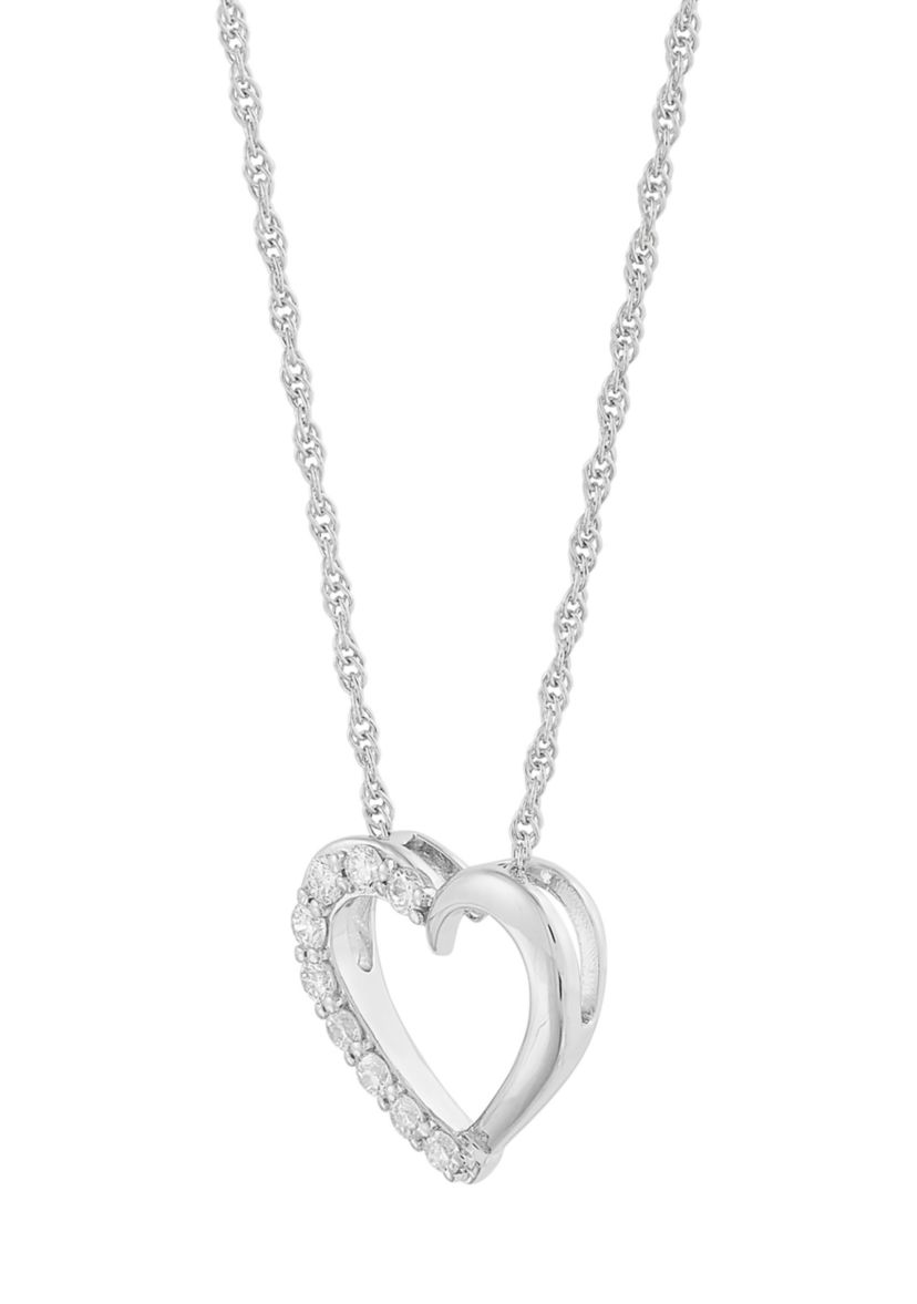 1/4 ct. t.w. Lab Grown Diamond Heart Pendant with 18" Rope Chain in Sterling Silver