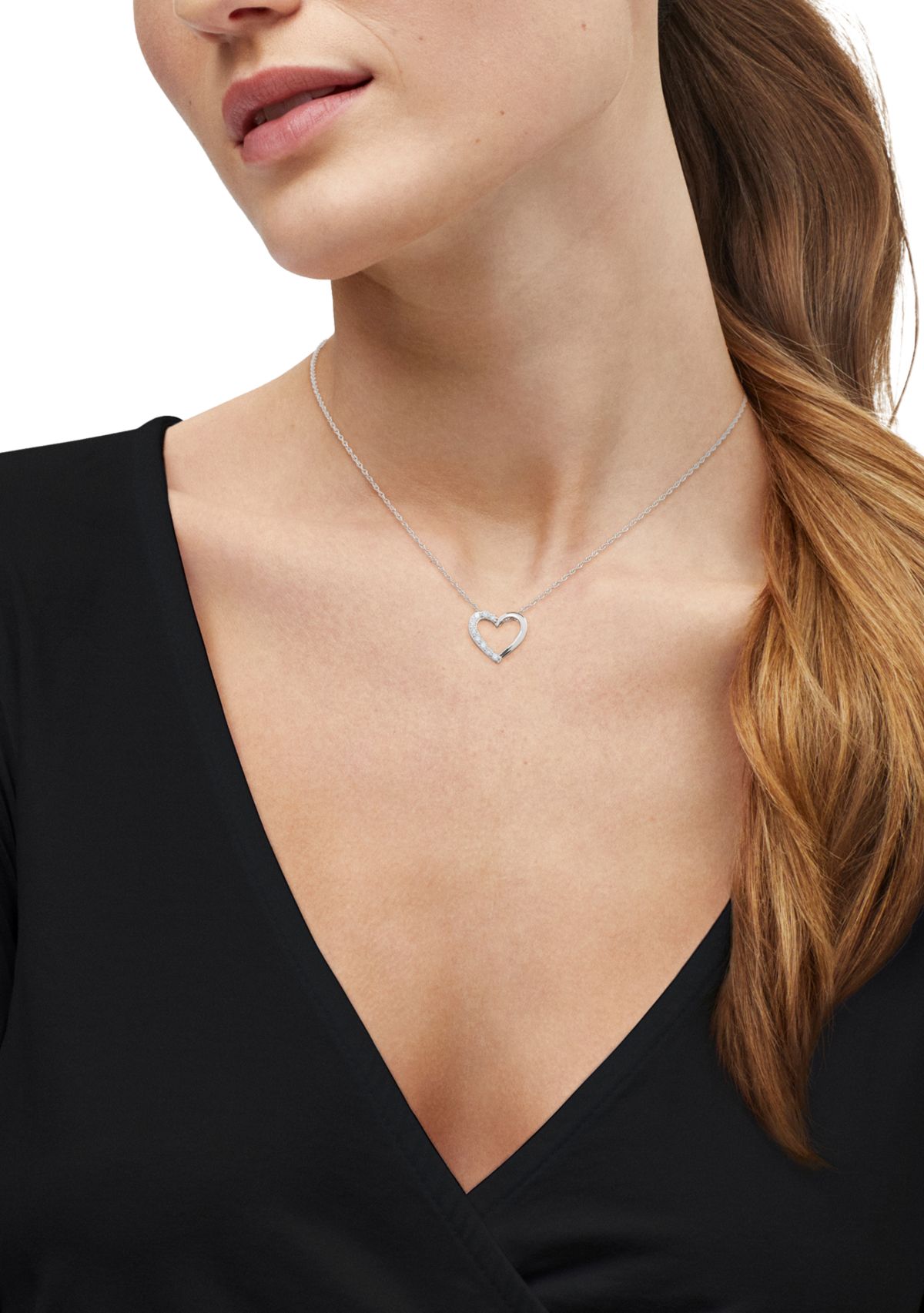 1/4 ct. t.w. Lab Grown Diamond Heart Pendant with 18" Rope Chain in Sterling Silver