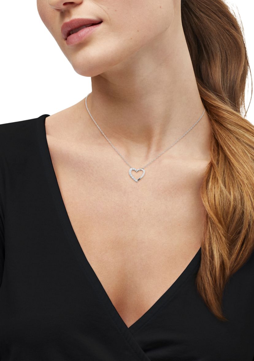 1/4 ct. t.w. Lab Grown Diamond Heart Pendant with 18" Rope Chain in Sterling Silver