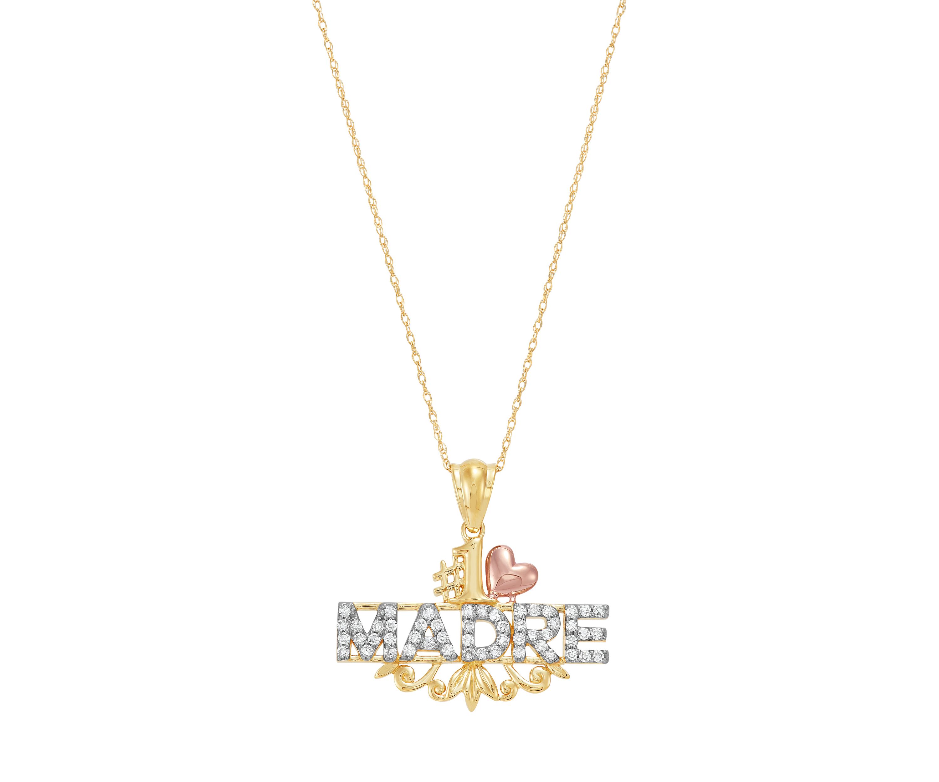 1/3 ct. t.w. Lab Grown Diamond Madre Pendant with 18" Chain in 10K Yellow and Rose Gold