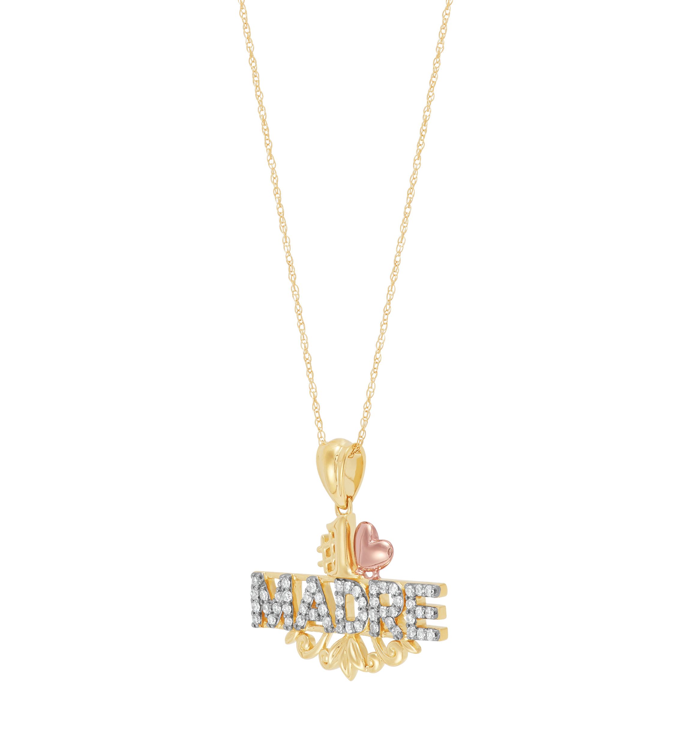 1/3 ct. t.w. Lab Grown Diamond Madre Pendant with 18" Chain in 10K Yellow and Rose Gold