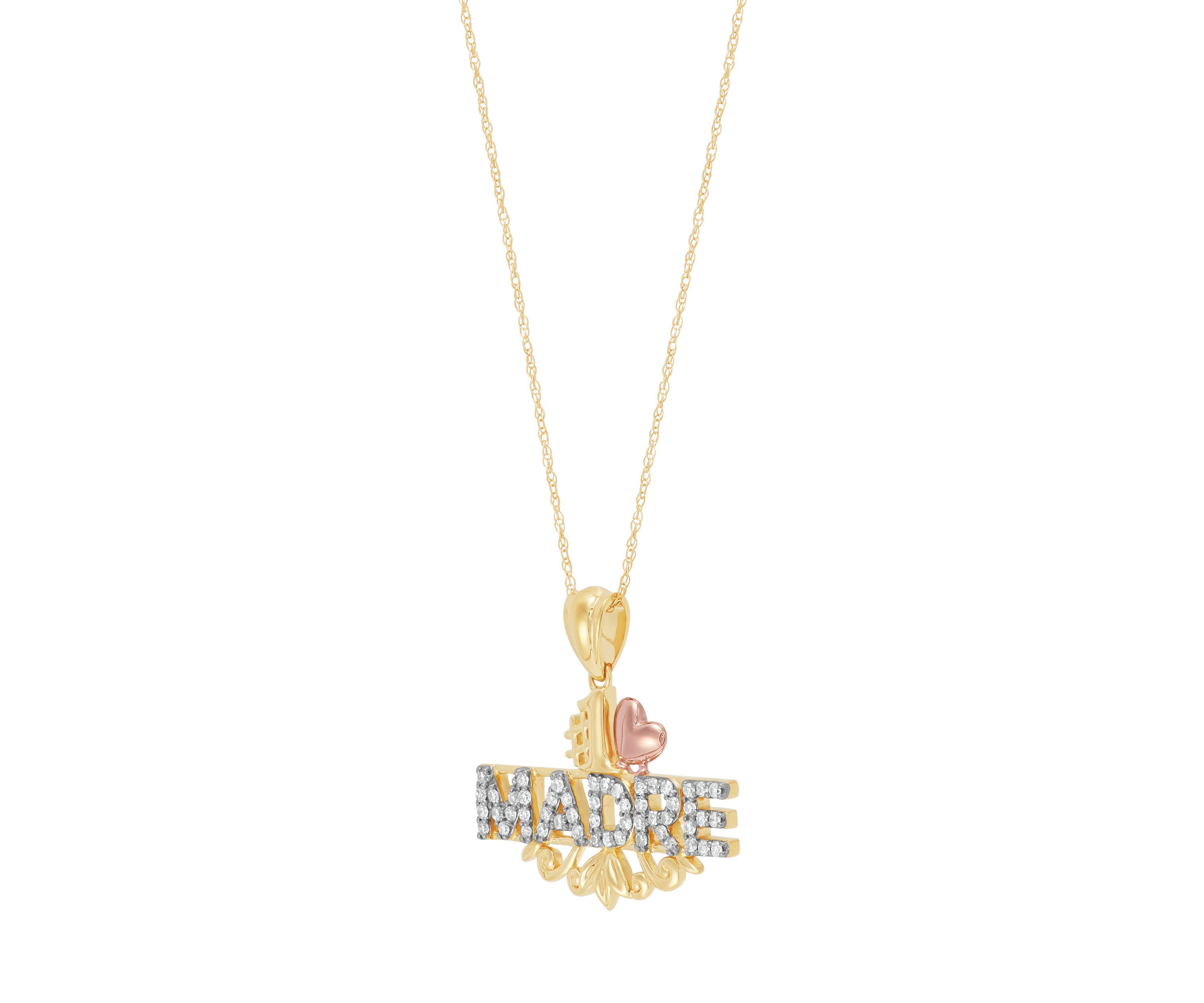 1/3 ct. t.w. Lab Grown Diamond Madre Pendant with 18" Chain in 10K Yellow and Rose Gold
