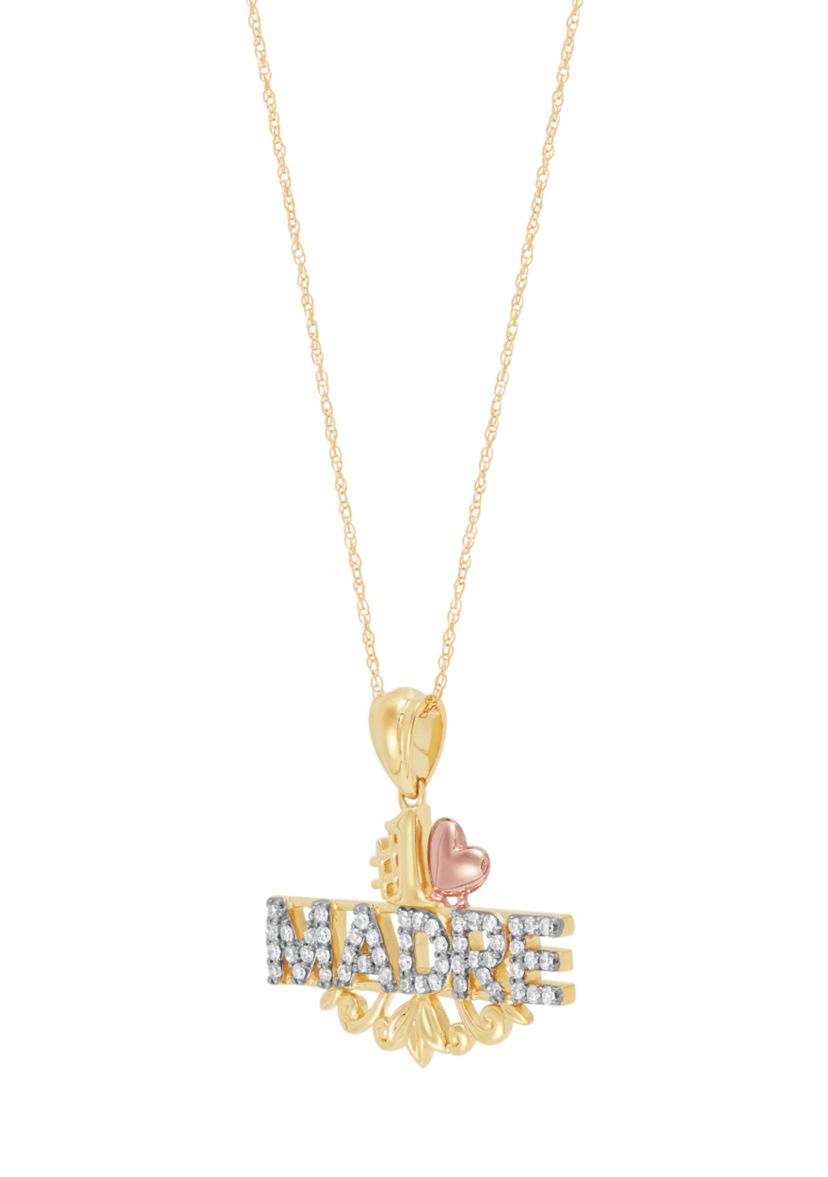 1/3 ct. t.w. Lab Grown Diamond Madre Pendant with 18" Chain in 10K Yellow and Rose Gold