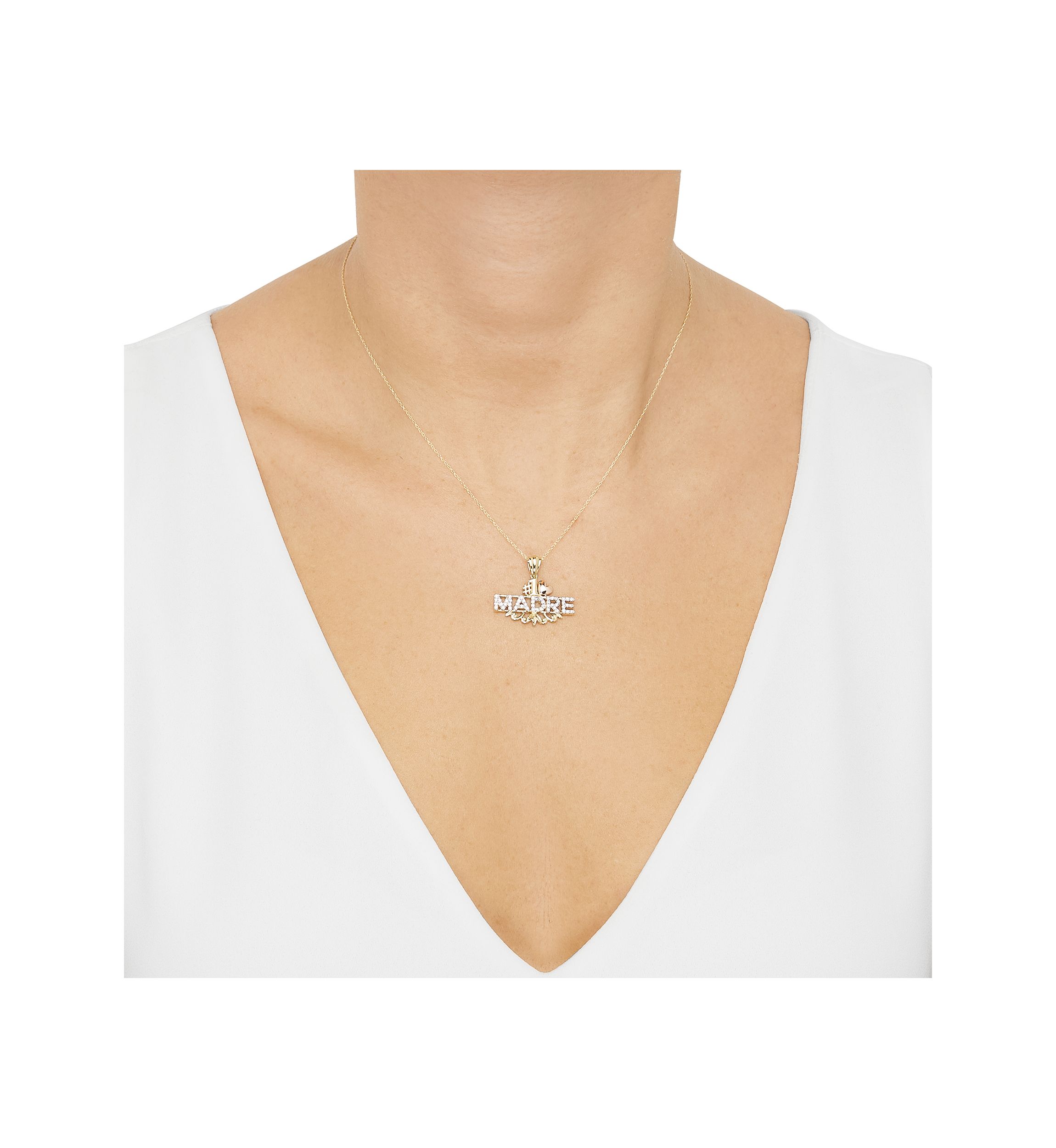 1/3 ct. t.w. Lab Grown Diamond Madre Pendant with 18" Chain in 10K Yellow and Rose Gold