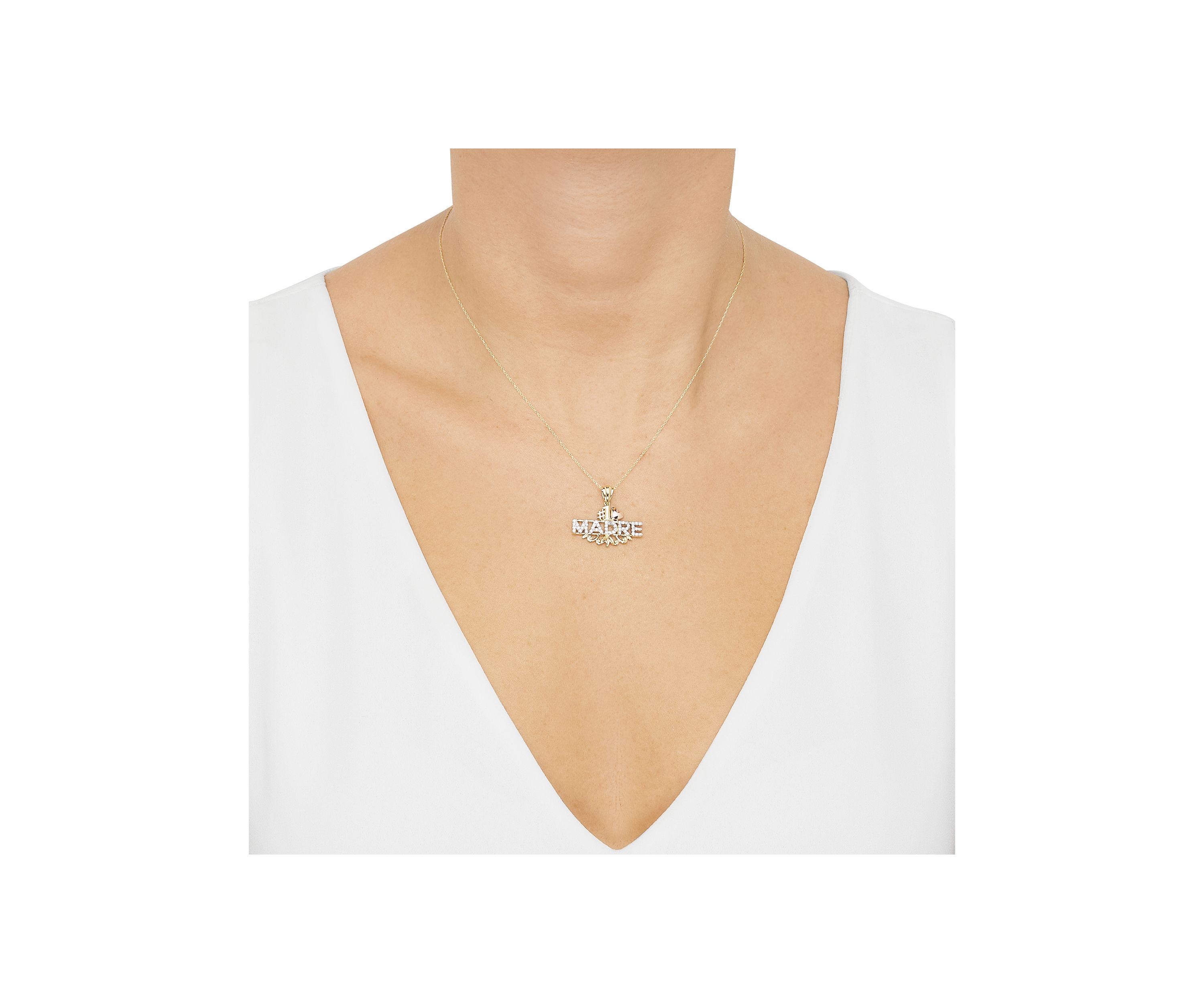 1/3 ct. t.w. Lab Grown Diamond Madre Pendant with 18" Chain in 10K Yellow and Rose Gold