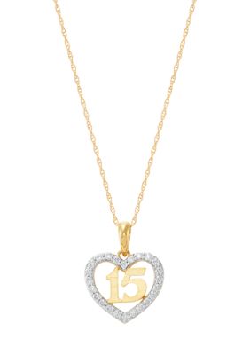 Belk & Co 1/4 ct. t.w. Lab Grown Diamond Heart Pendant Necklace with 18'' Chain in 10K Yellow Gold, 18 in