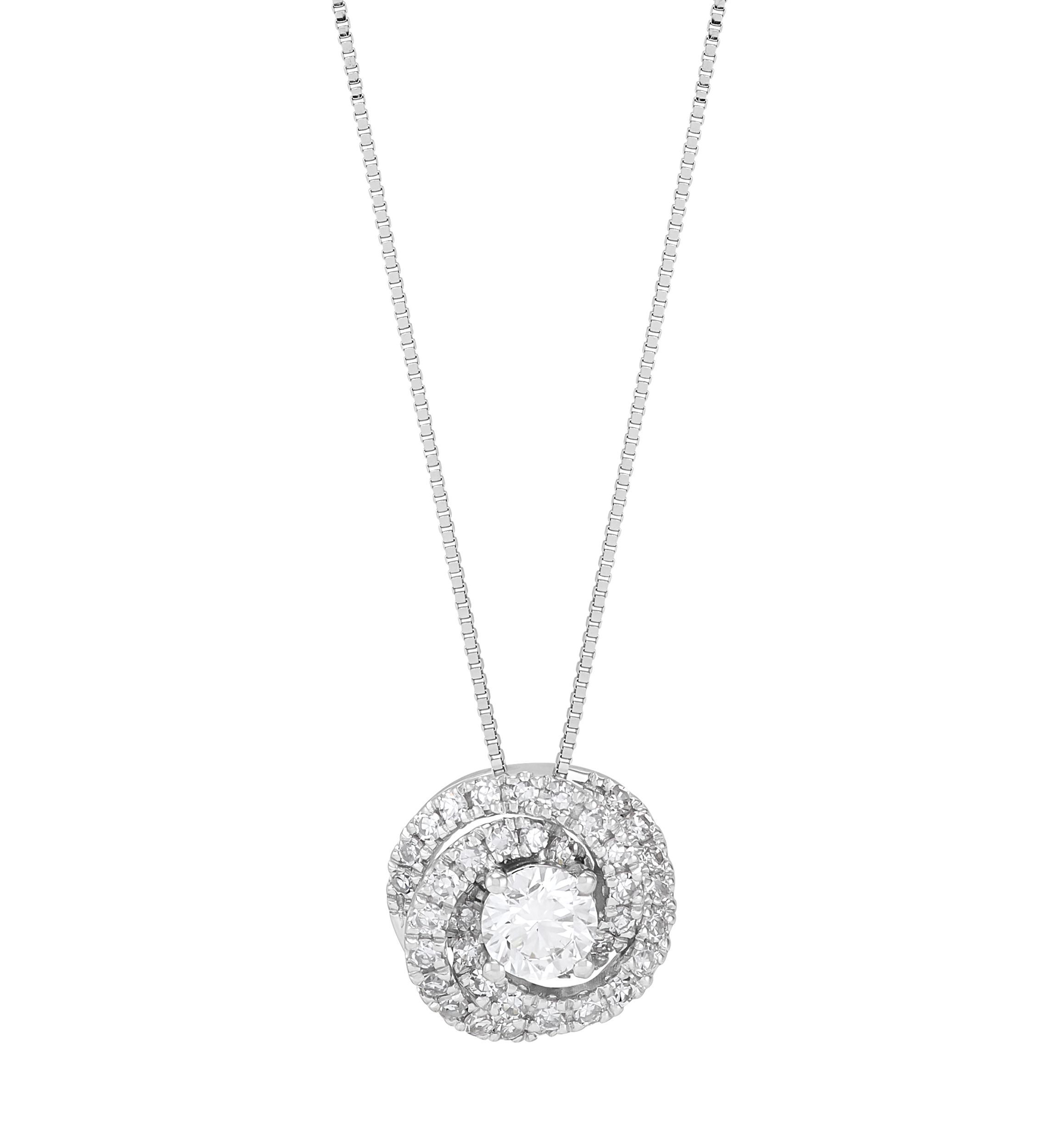 3/4 ct. t.w. Lab Grown Diamond Pendant with 18" Box Chain in 10K White Gold
