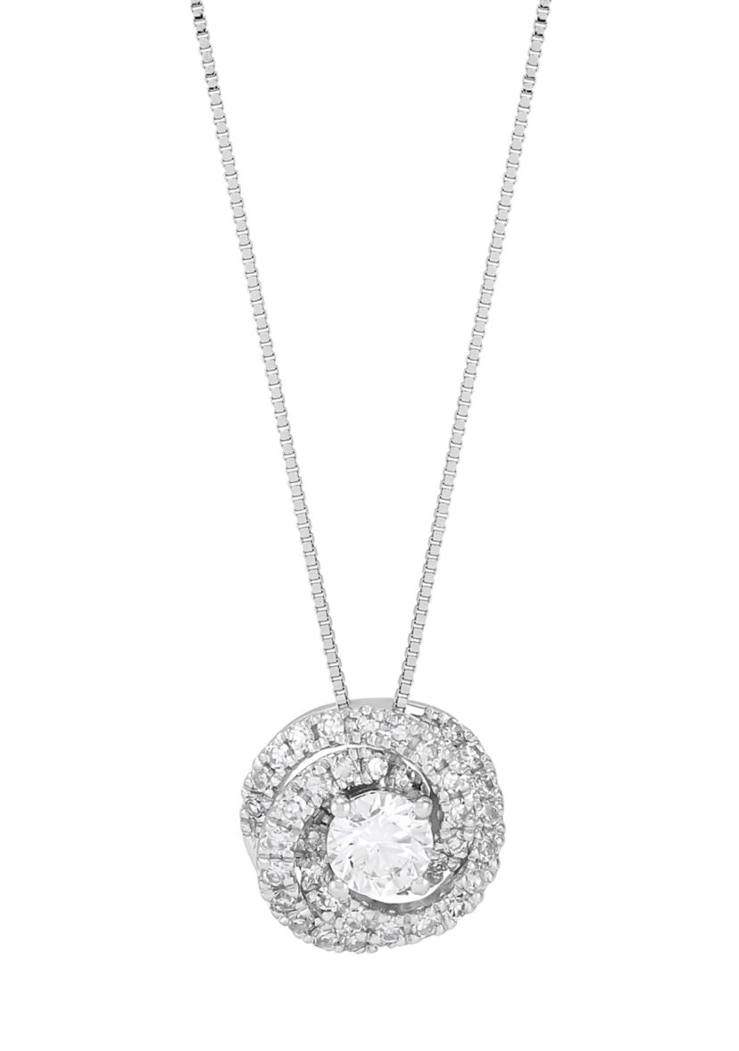 3/4 ct. t.w. Lab Grown Diamond Pendant with 18" Box Chain in 10K White Gold