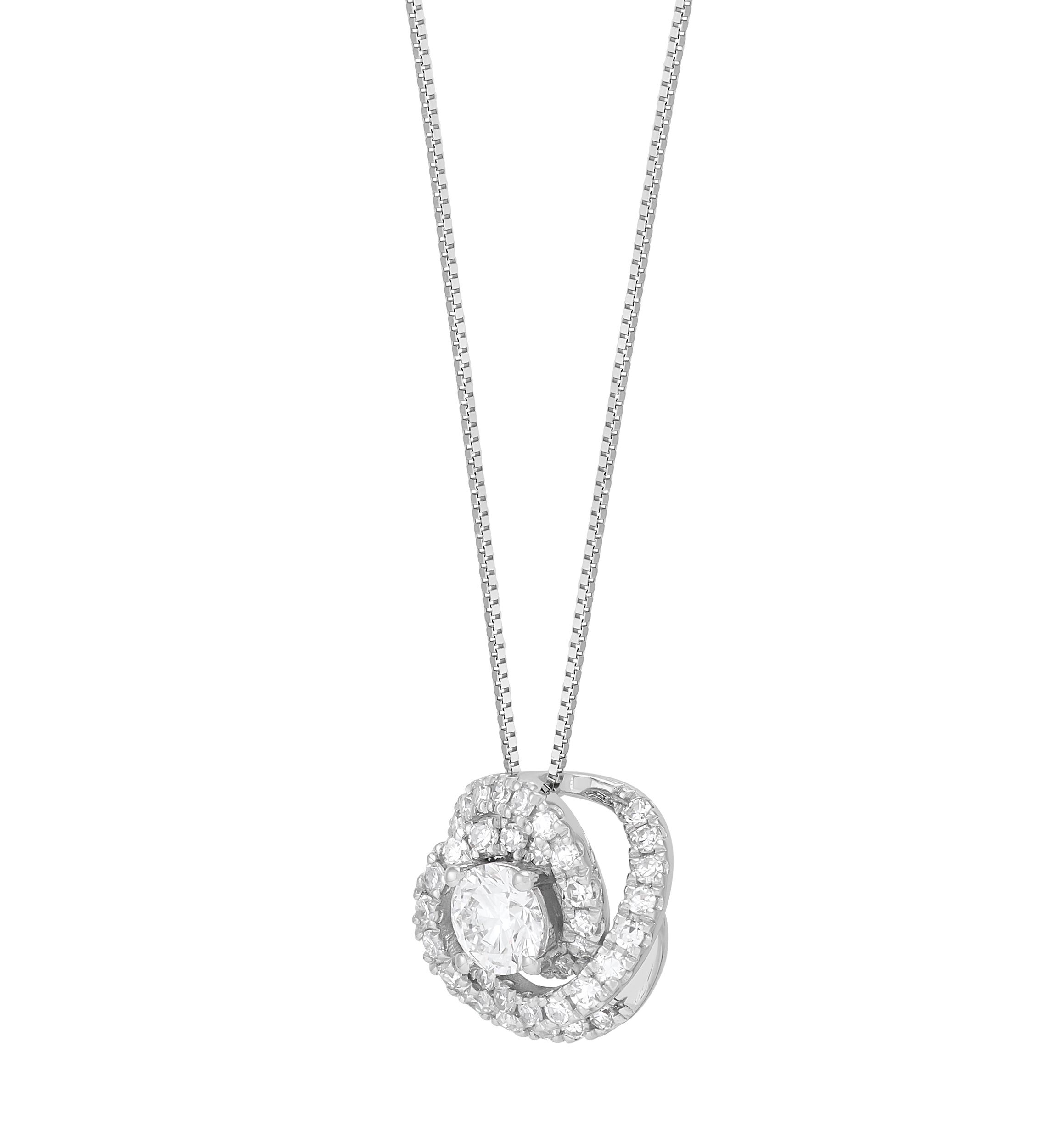 3/4 ct. t.w. Lab Grown Diamond Pendant with 18" Box Chain in 10K White Gold