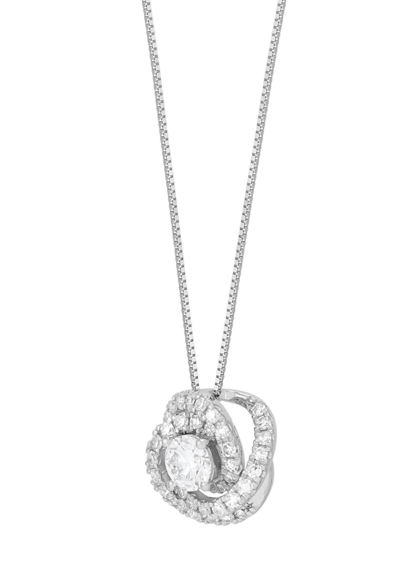 3/4 ct. t.w. Lab Grown Diamond Pendant with 18" Box Chain in 10K White Gold