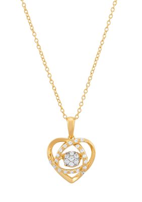 Belk & Co 1/5 ct. t.w. Lab Grown Diamond Heart Pendant with 18" Cable Chain in Gold Over Sterling Silver, 18 in