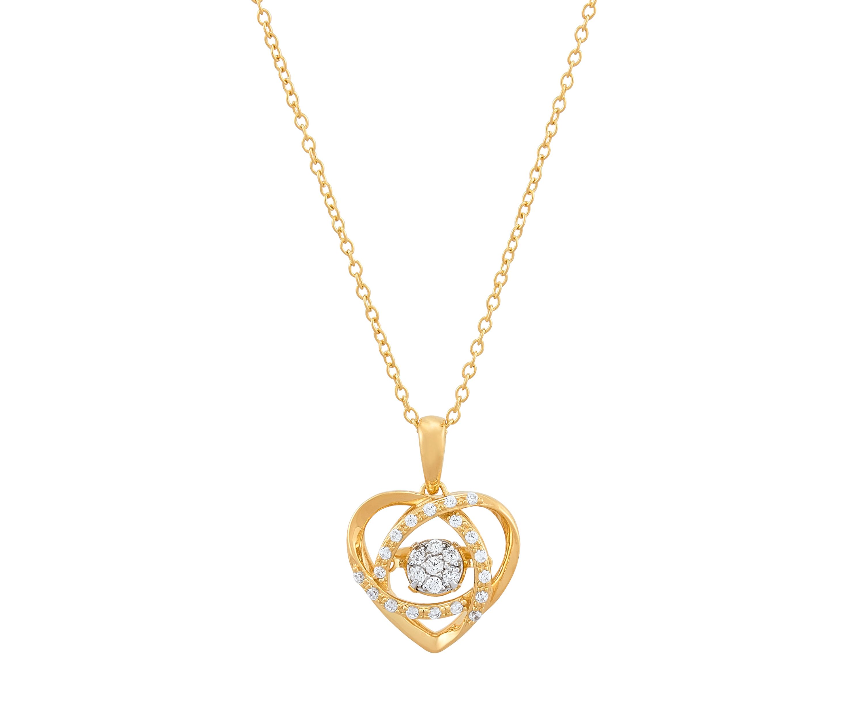 1/5 ct. t.w. Lab Grown Diamond Heart Pendant with 18" Cable Chain in Gold Over Sterling Silver