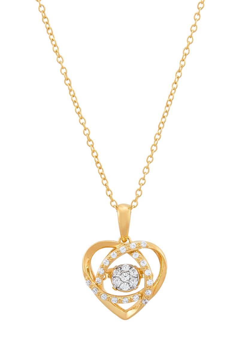 1/5 ct. t.w. Lab Grown Diamond Heart Pendant with 18" Cable Chain in Gold Over Sterling Silver