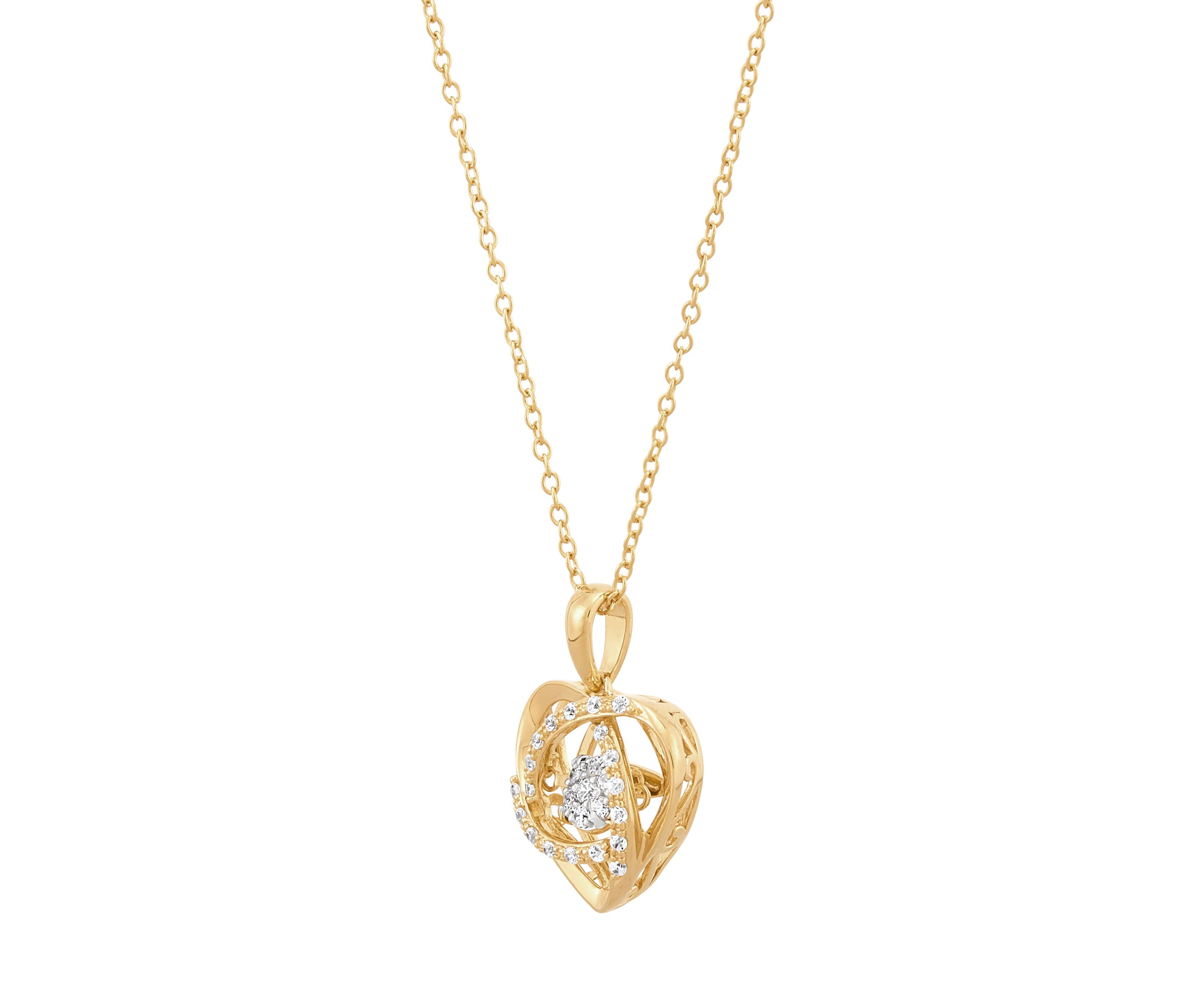 1/5 ct. t.w. Lab Grown Diamond Heart Pendant with 18" Cable Chain in Gold Over Sterling Silver