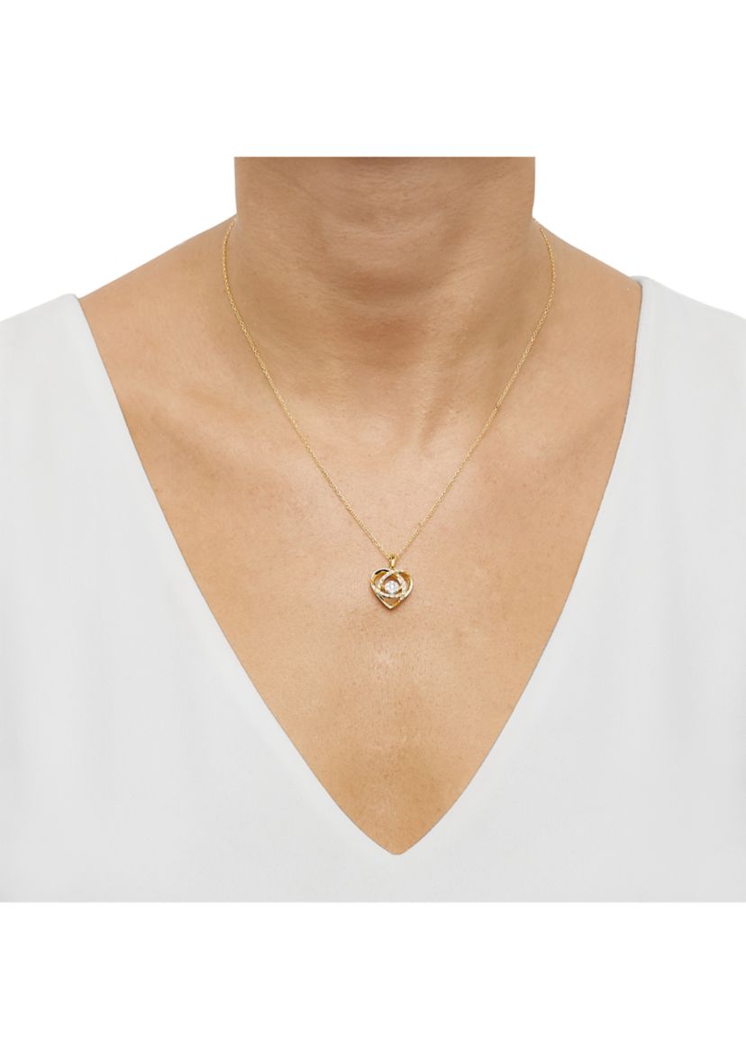 1/5 ct. t.w. Lab Grown Diamond Heart Pendant with 18" Cable Chain in Gold Over Sterling Silver