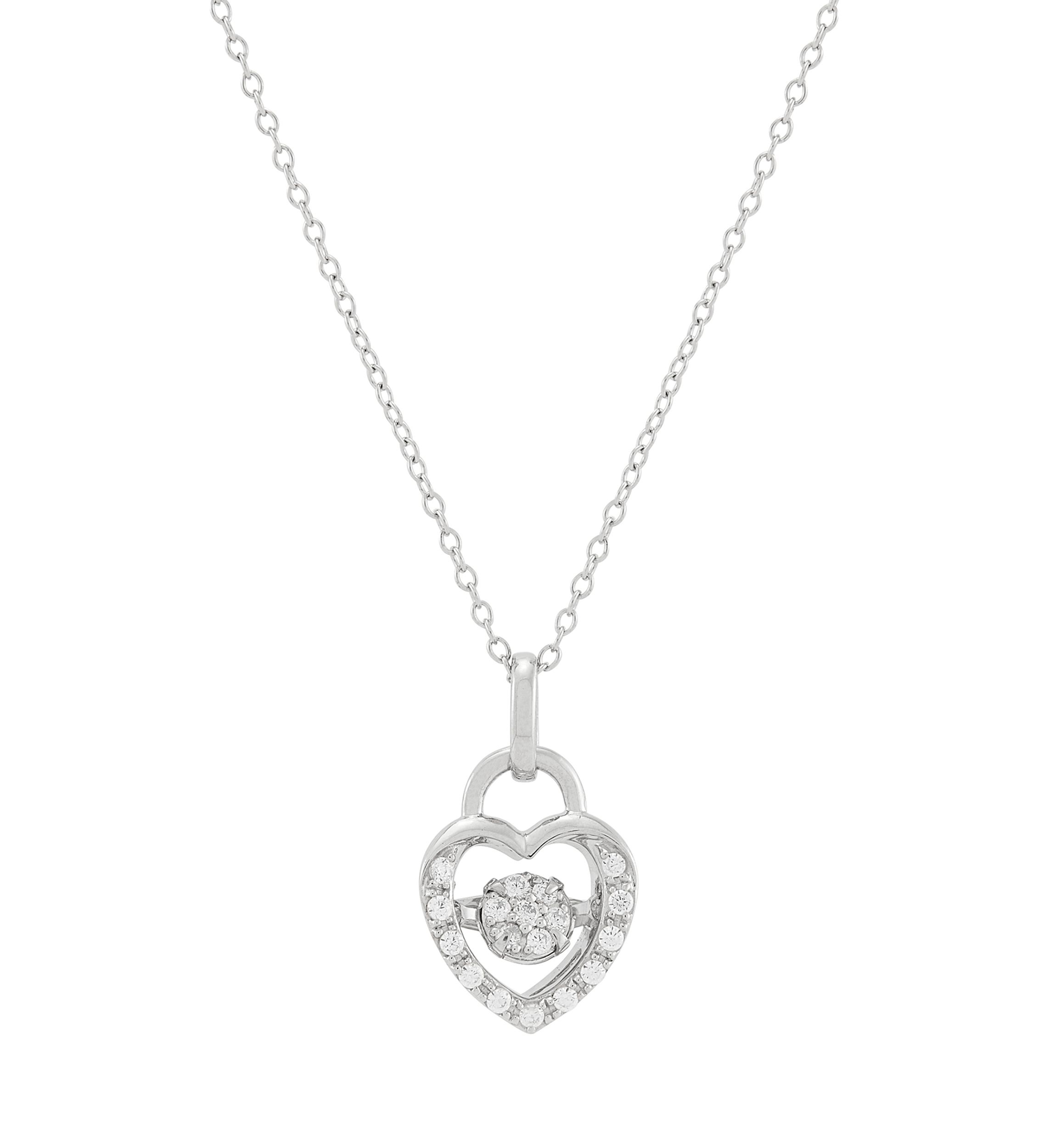 1/5 ct. t.w. Lab Grown Diamond Heart Pendant with 18" Cable Chain in Sterling Silver