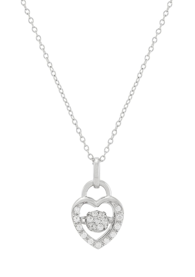 1/5 ct. t.w. Lab Grown Diamond Heart Pendant with 18" Cable Chain in Sterling Silver