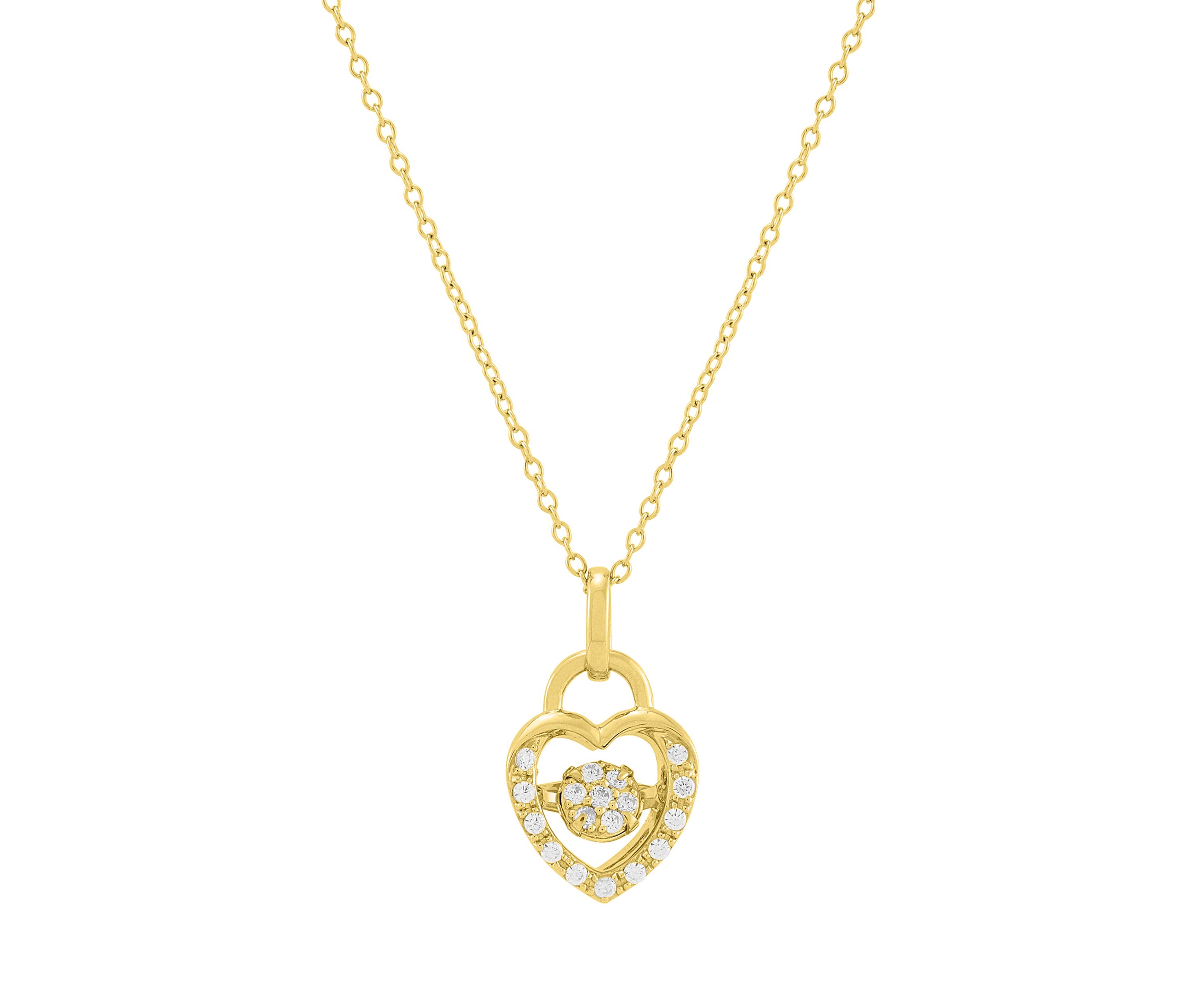 1/5 ct. t.w. Lab Grown Diamond Heart Pendant with 18" Cable Chain in Gold Over Silver
