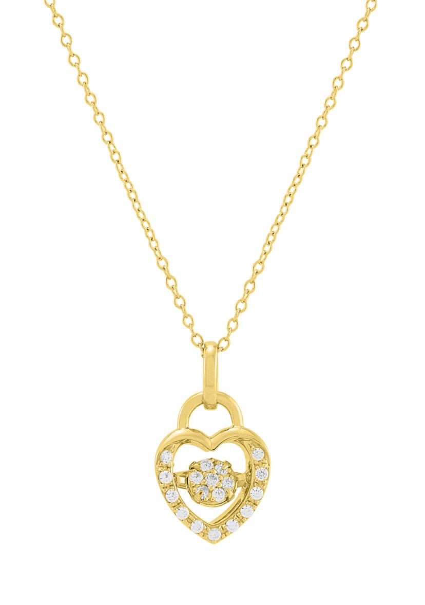 1/5 ct. t.w. Lab Grown Diamond Heart Pendant with 18" Cable Chain in Gold Over Silver