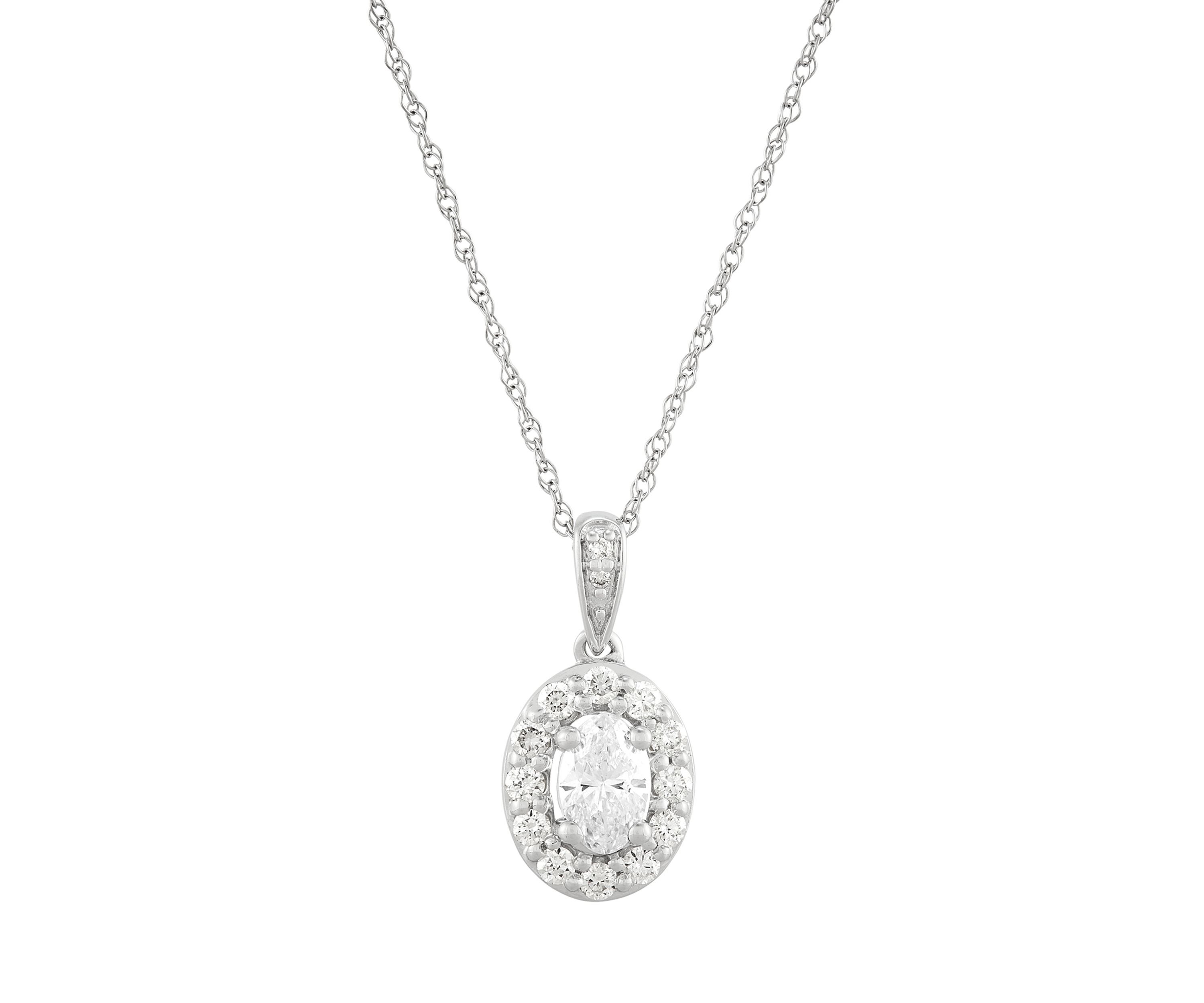 1/2 ct. t.w. Lab Grown Diamond Pendant with 18" Cable Chain in 10K White Gold