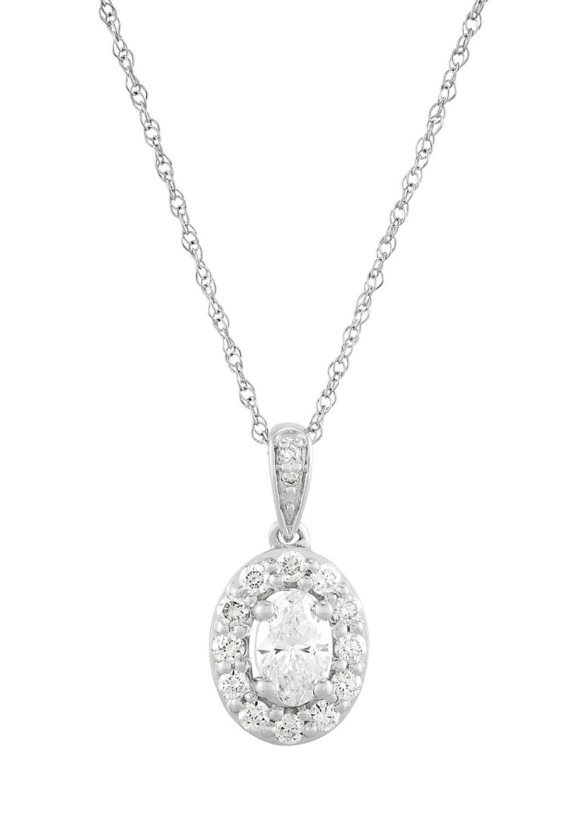 1/2 ct. t.w. Lab Grown Diamond Pendant with 18" Cable Chain in 10K White Gold
