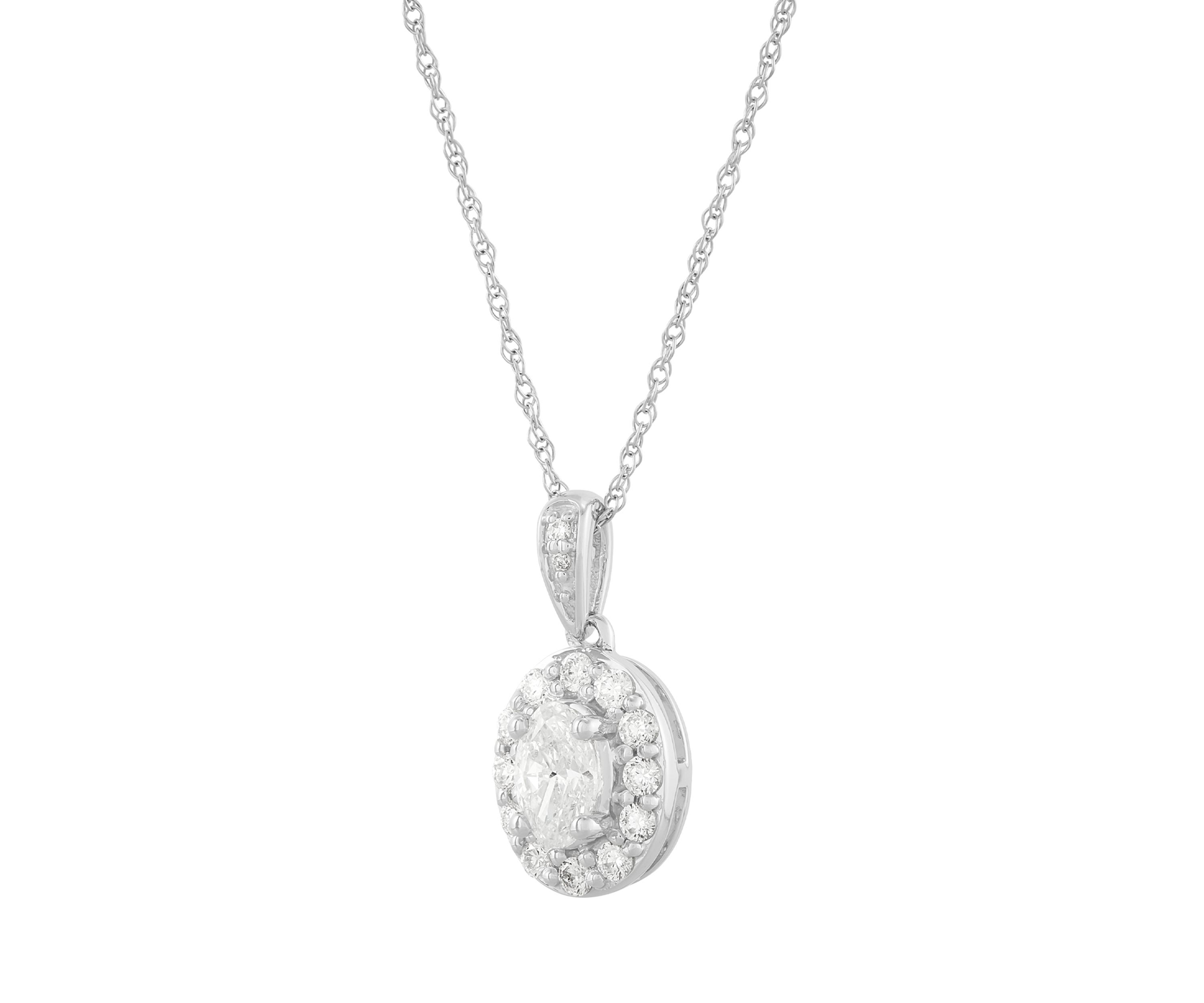 1/2 ct. t.w. Lab Grown Diamond Pendant with 18" Cable Chain in 10K White Gold