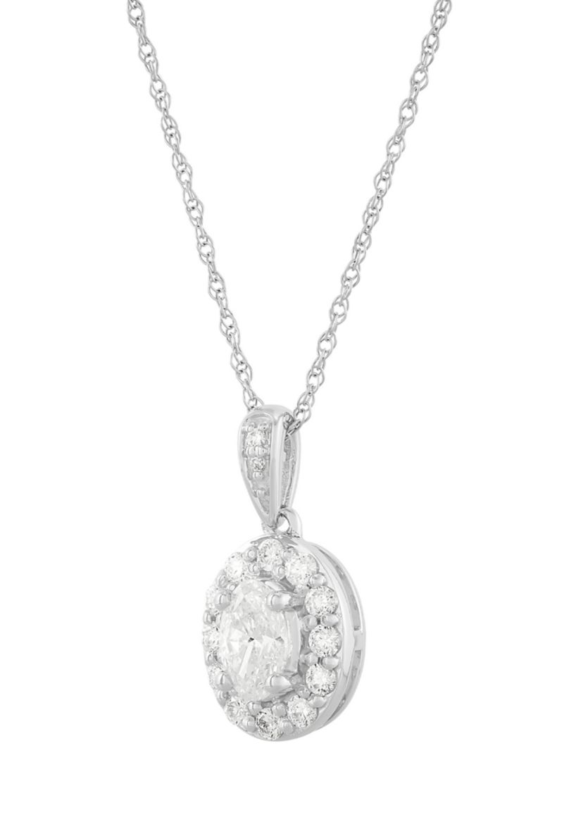 1/2 ct. t.w. Lab Grown Diamond Pendant with 18" Cable Chain in 10K White Gold