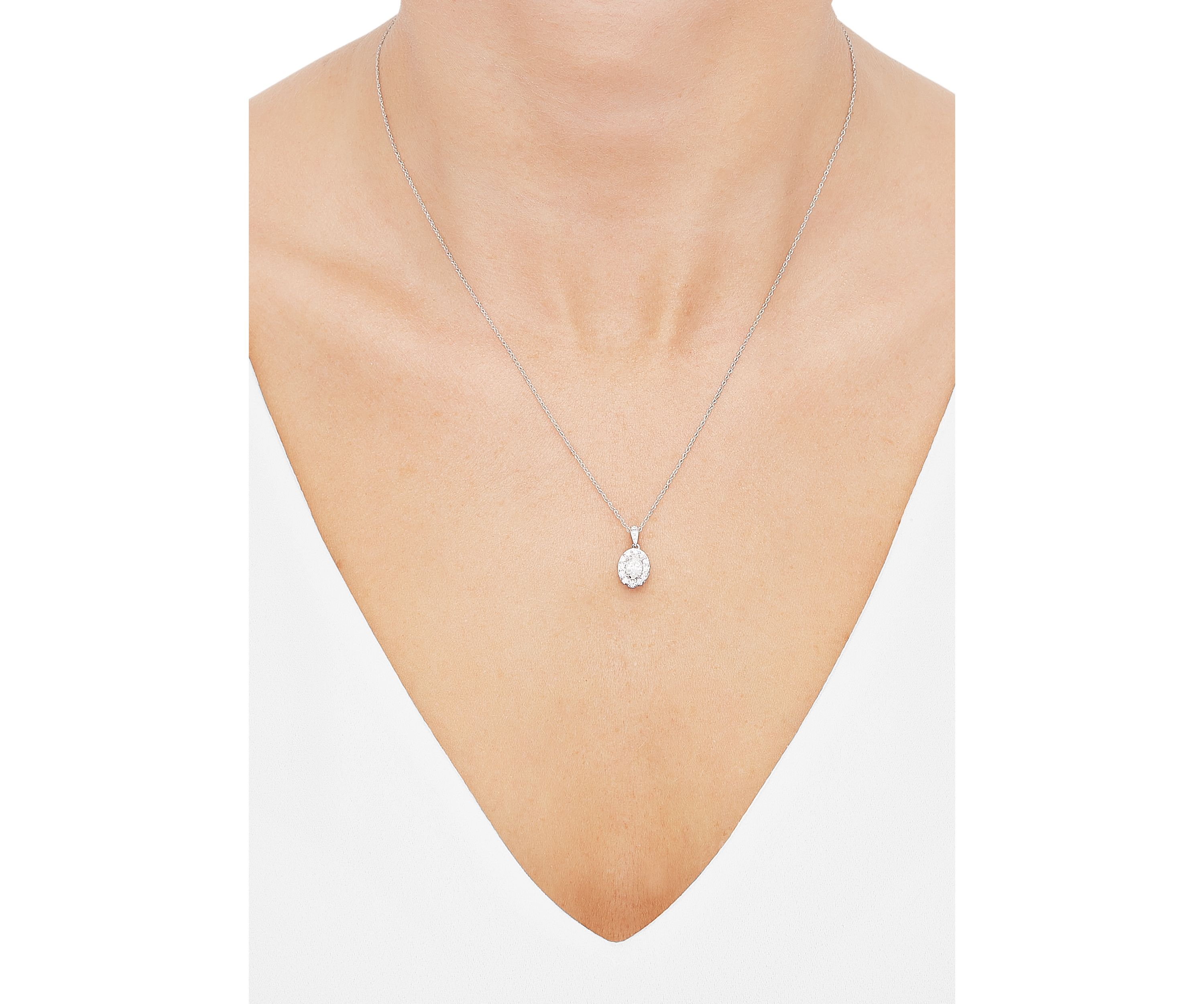 1/2 ct. t.w. Lab Grown Diamond Pendant with 18" Cable Chain in 10K White Gold