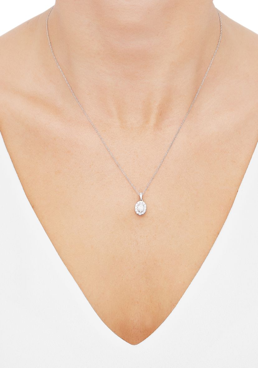 1/2 ct. t.w. Lab Grown Diamond Pendant with 18" Cable Chain in 10K White Gold