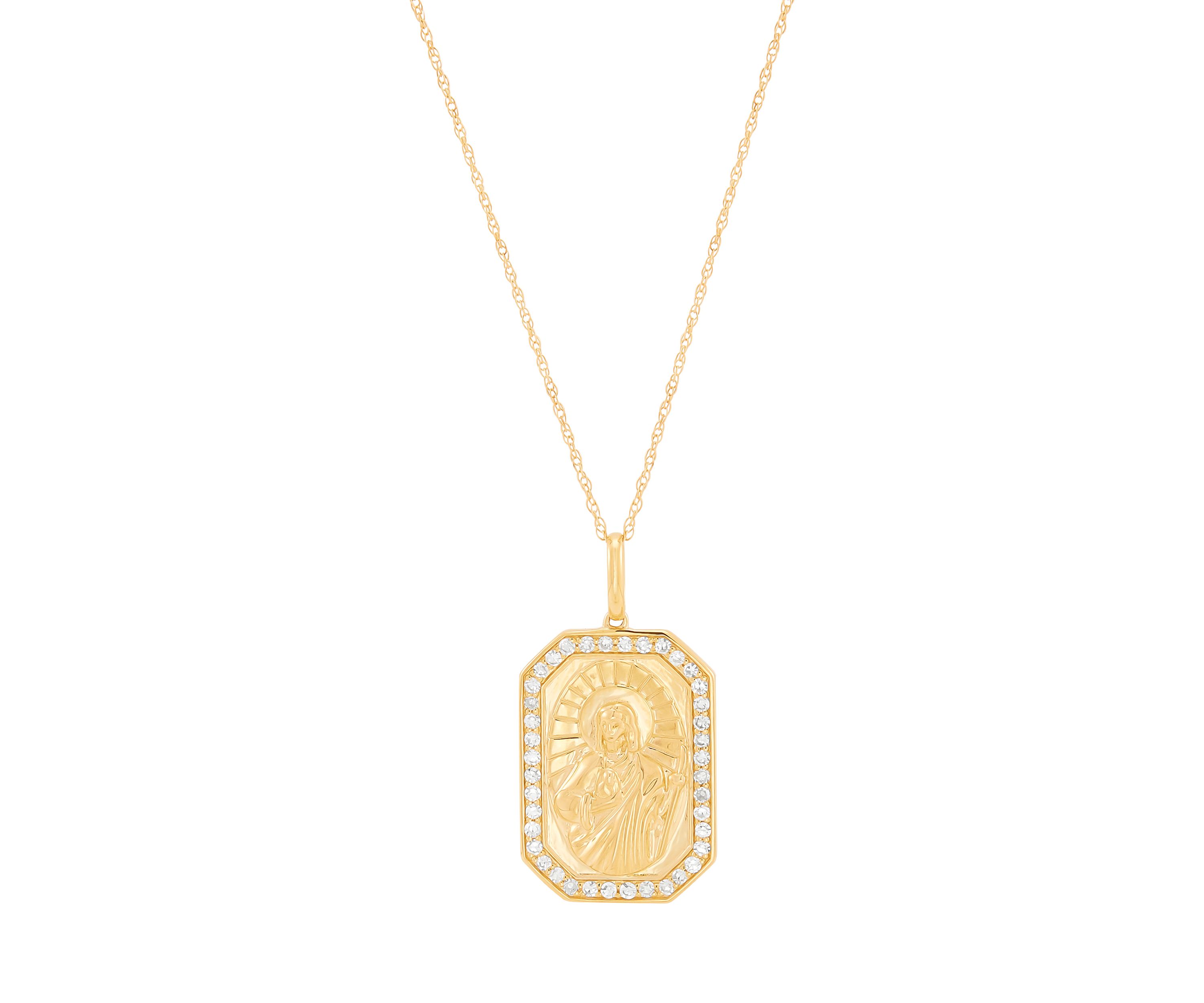 1/4 ct. t.w. Lab Grown Diamond Religious Pendant with 18" Rope Chain in 10K Yellow Gold