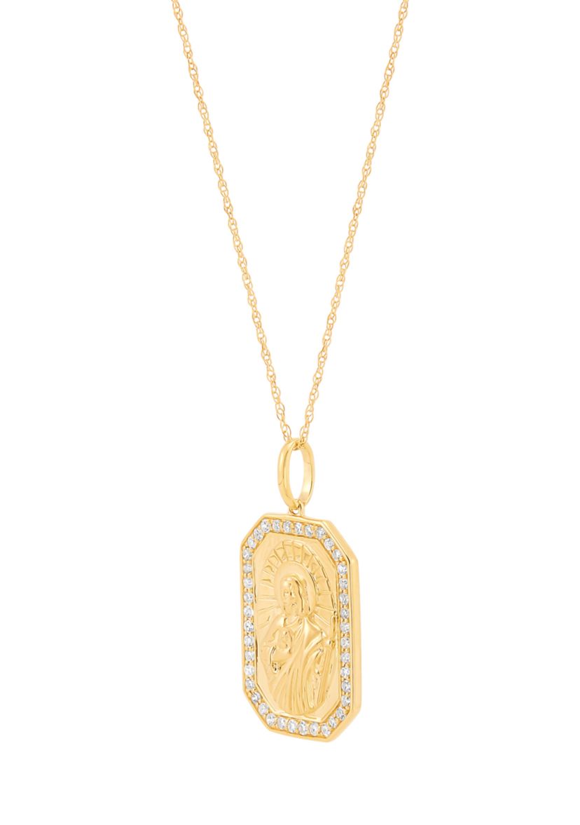1/4 ct. t.w. Lab Grown Diamond Religious Pendant with 18" Rope Chain in 10K Yellow Gold