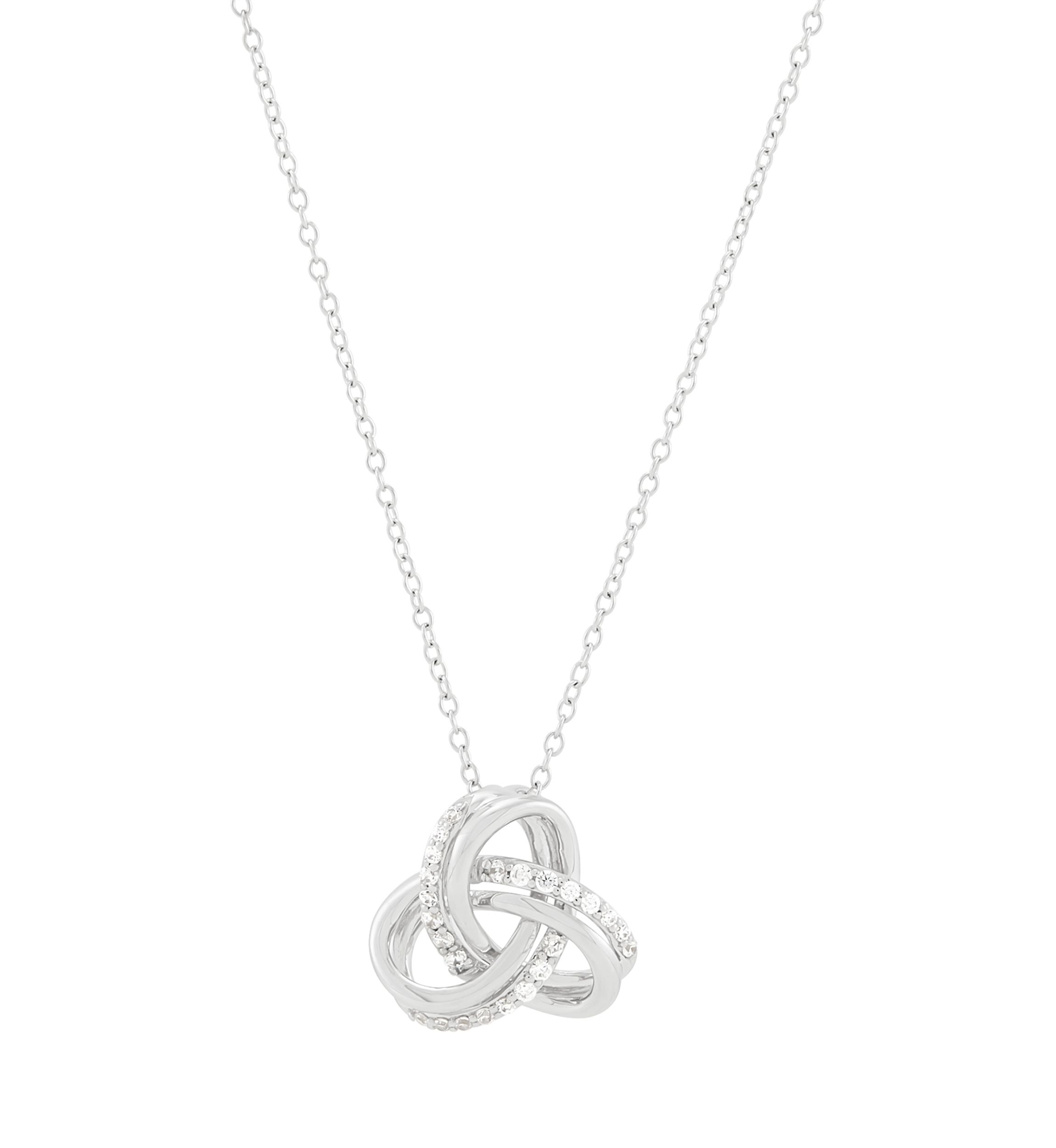  1/5 ct. t.w. Lab Grown Diamond Love Knot Pendant with 18" Cable Chain in Sterling Silver