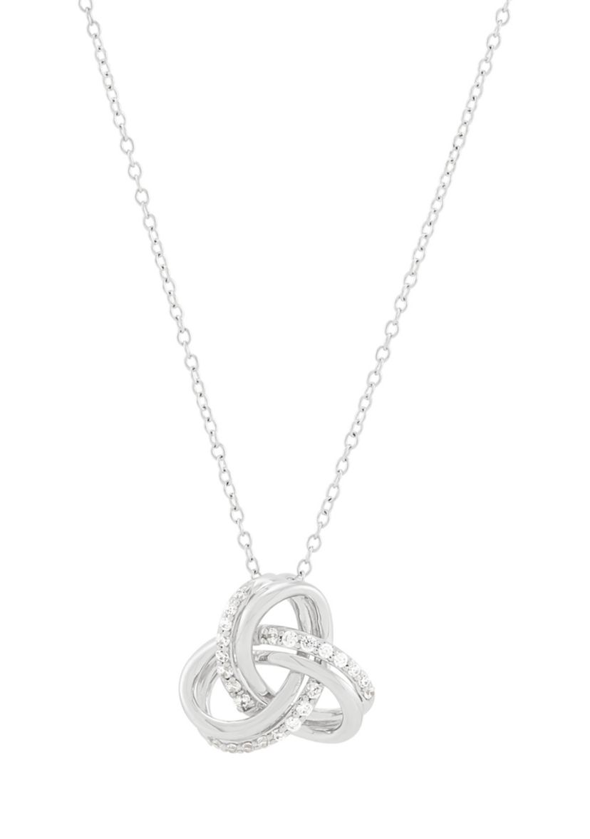  1/5 ct. t.w. Lab Grown Diamond Love Knot Pendant with 18" Cable Chain in Sterling Silver