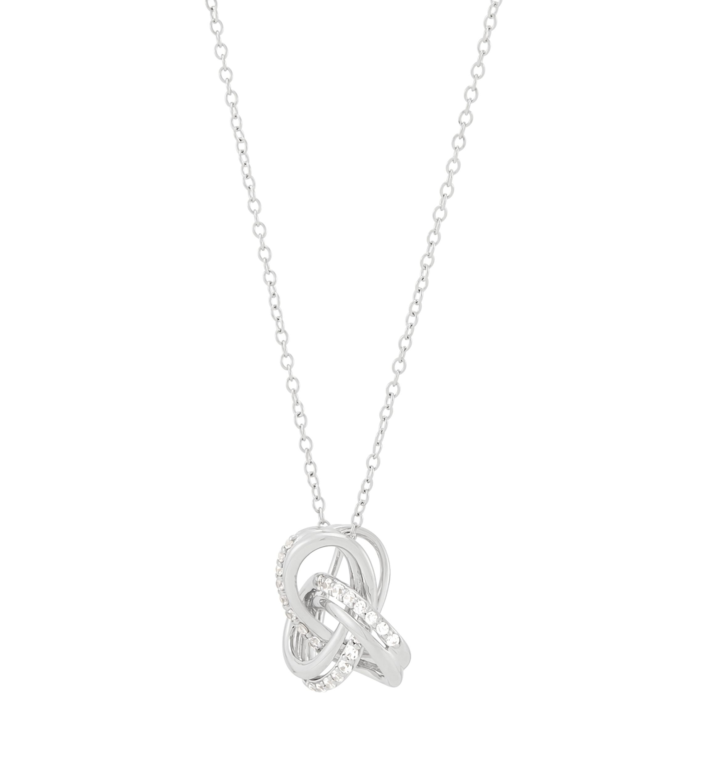  1/5 ct. t.w. Lab Grown Diamond Love Knot Pendant with 18" Cable Chain in Sterling Silver
