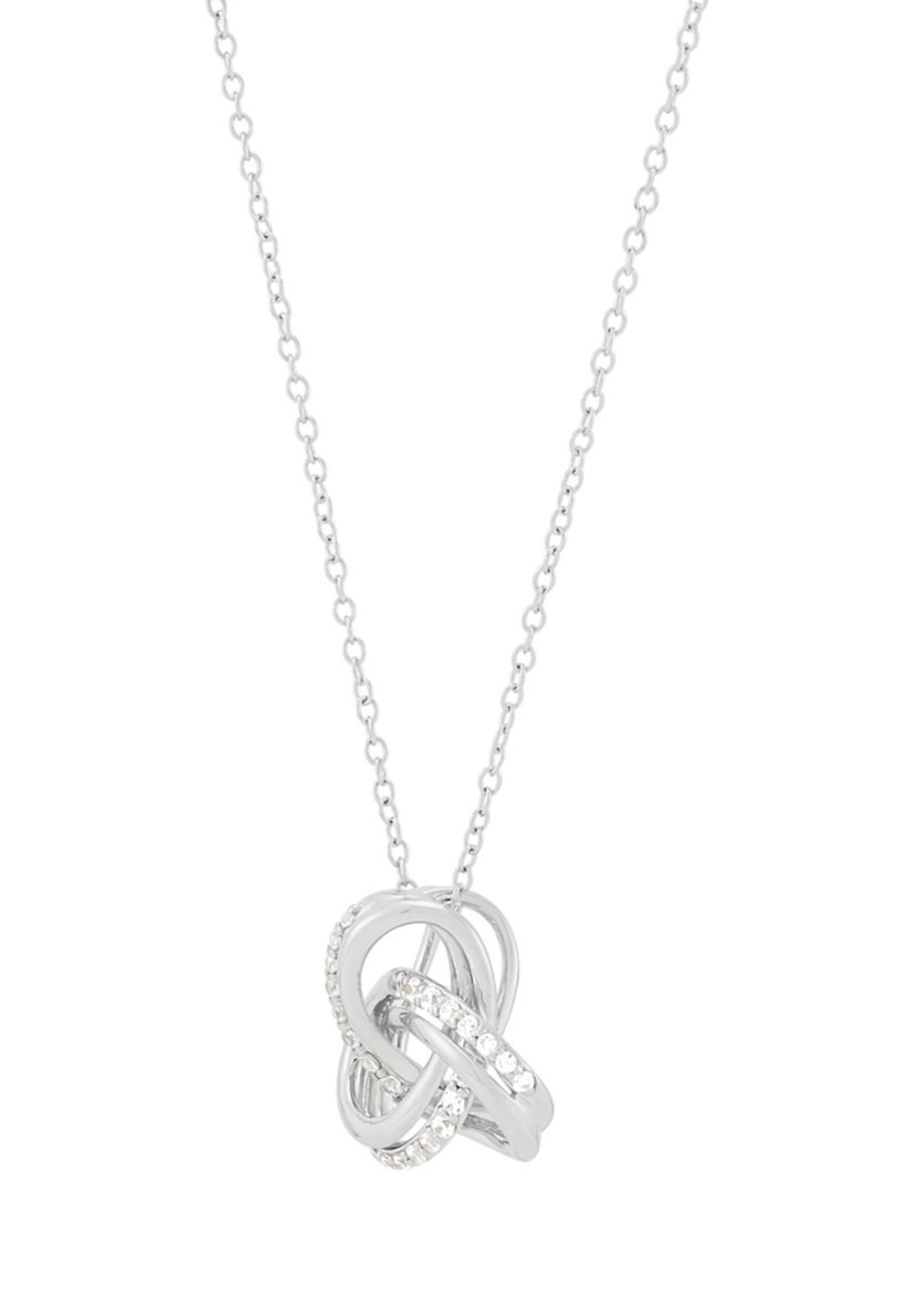  1/5 ct. t.w. Lab Grown Diamond Love Knot Pendant with 18" Cable Chain in Sterling Silver