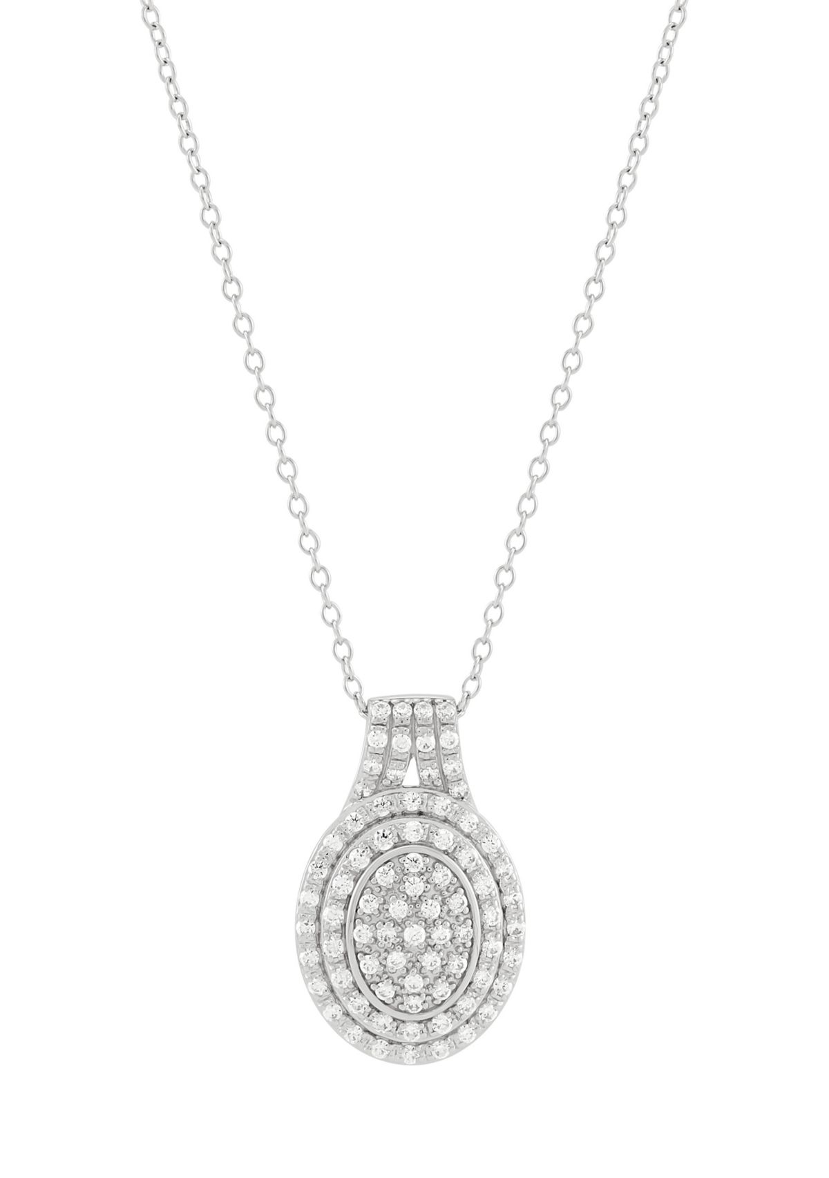 1/2 ct. t.w. Lab Grown Diamond Pendant with 18" Cable Chain in Sterling Silver