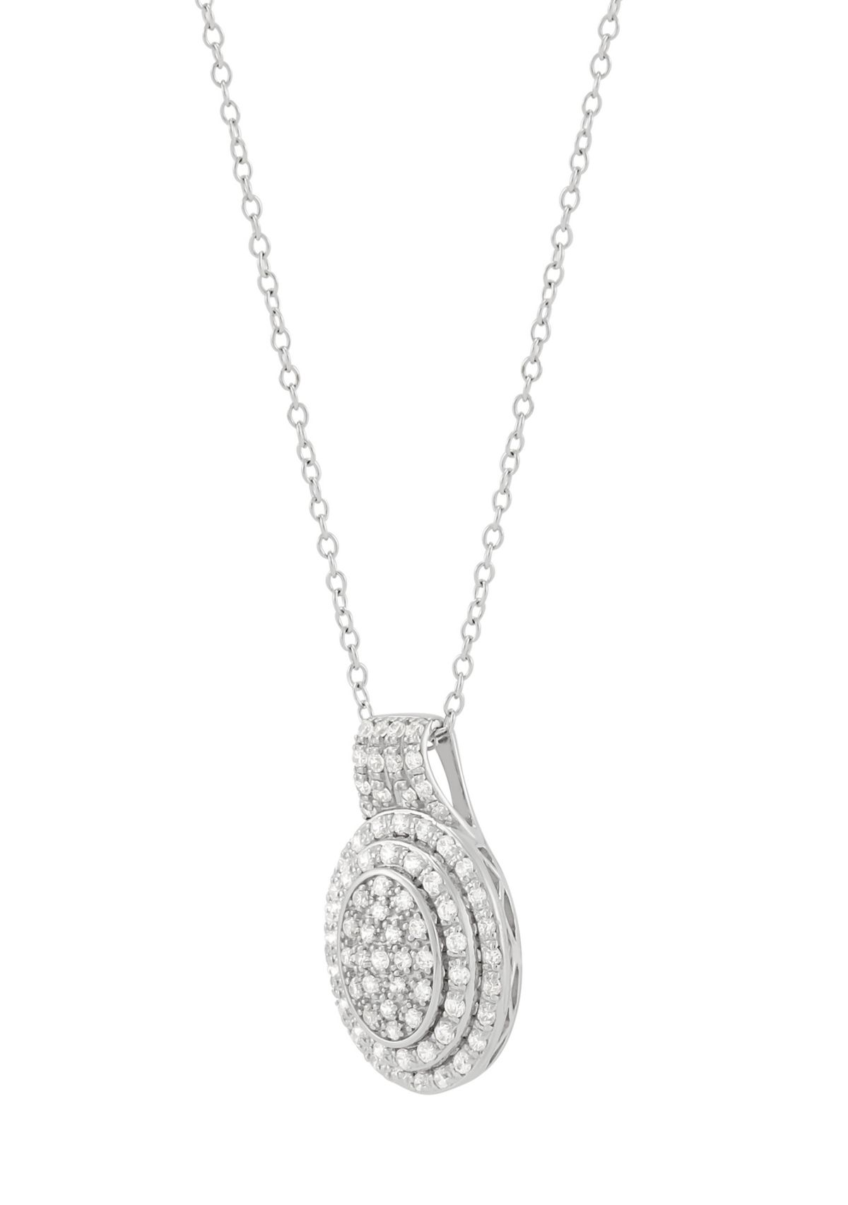 1/2 ct. t.w. Lab Grown Diamond Pendant with 18" Cable Chain in Sterling Silver