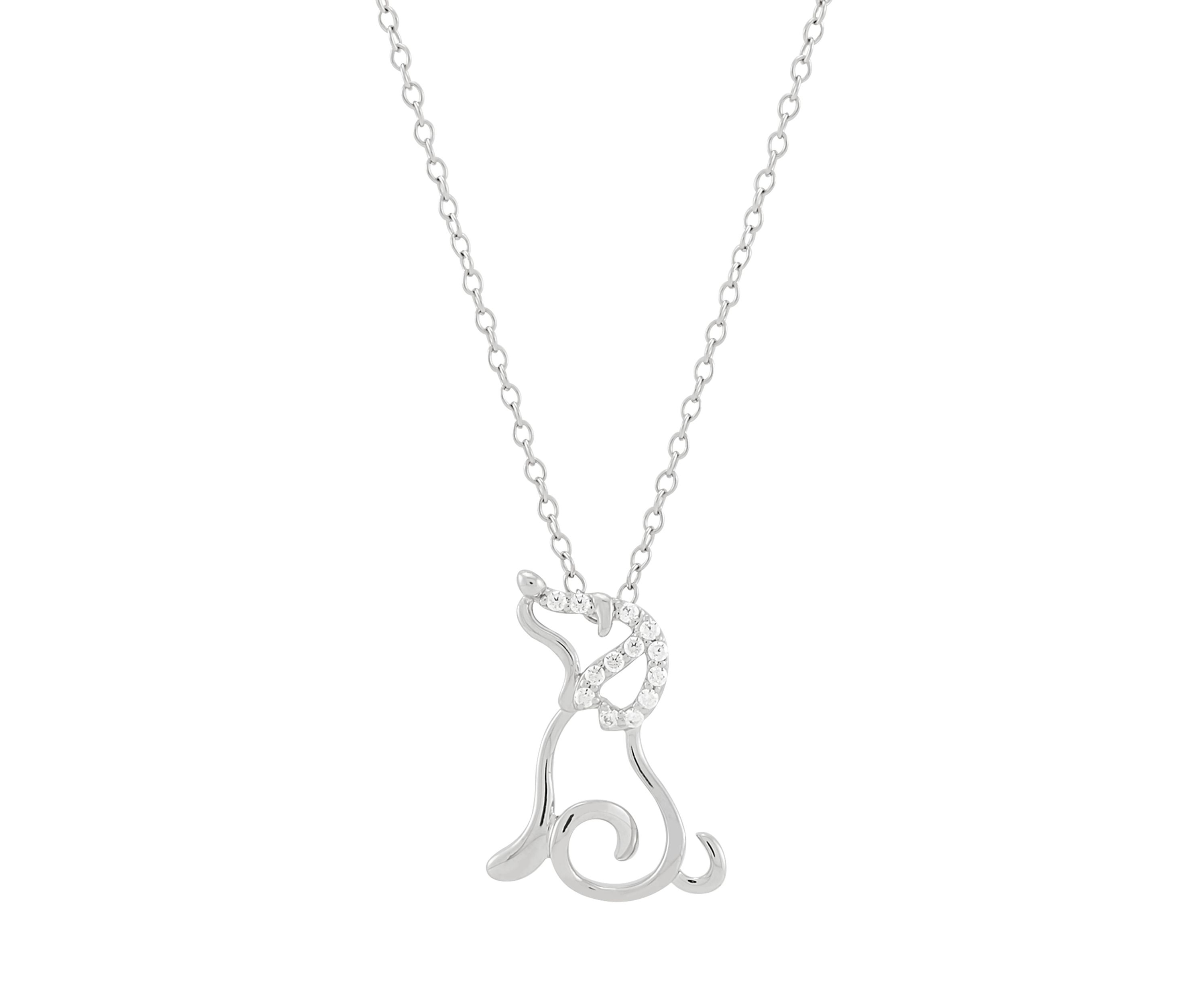 1/20 ct. t.w. Lab Grown Diamond Dog Pendant with 18" Cable Chain in Sterling Silver