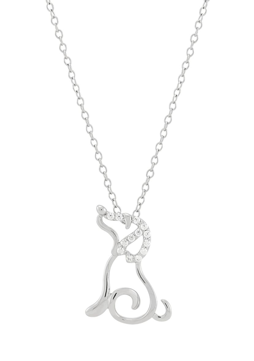1/20 ct. t.w. Lab Grown Diamond Dog Pendant with 18" Cable Chain in Sterling Silver