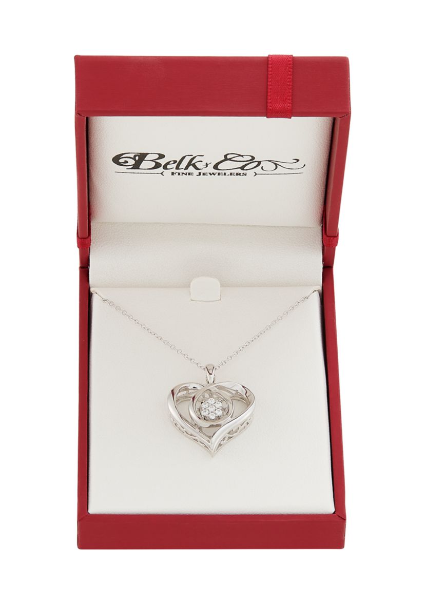 1/10 ct. t.w. Lab Grown Diamond Heart Pendant with 18" Cable Chain in Sterling Silver