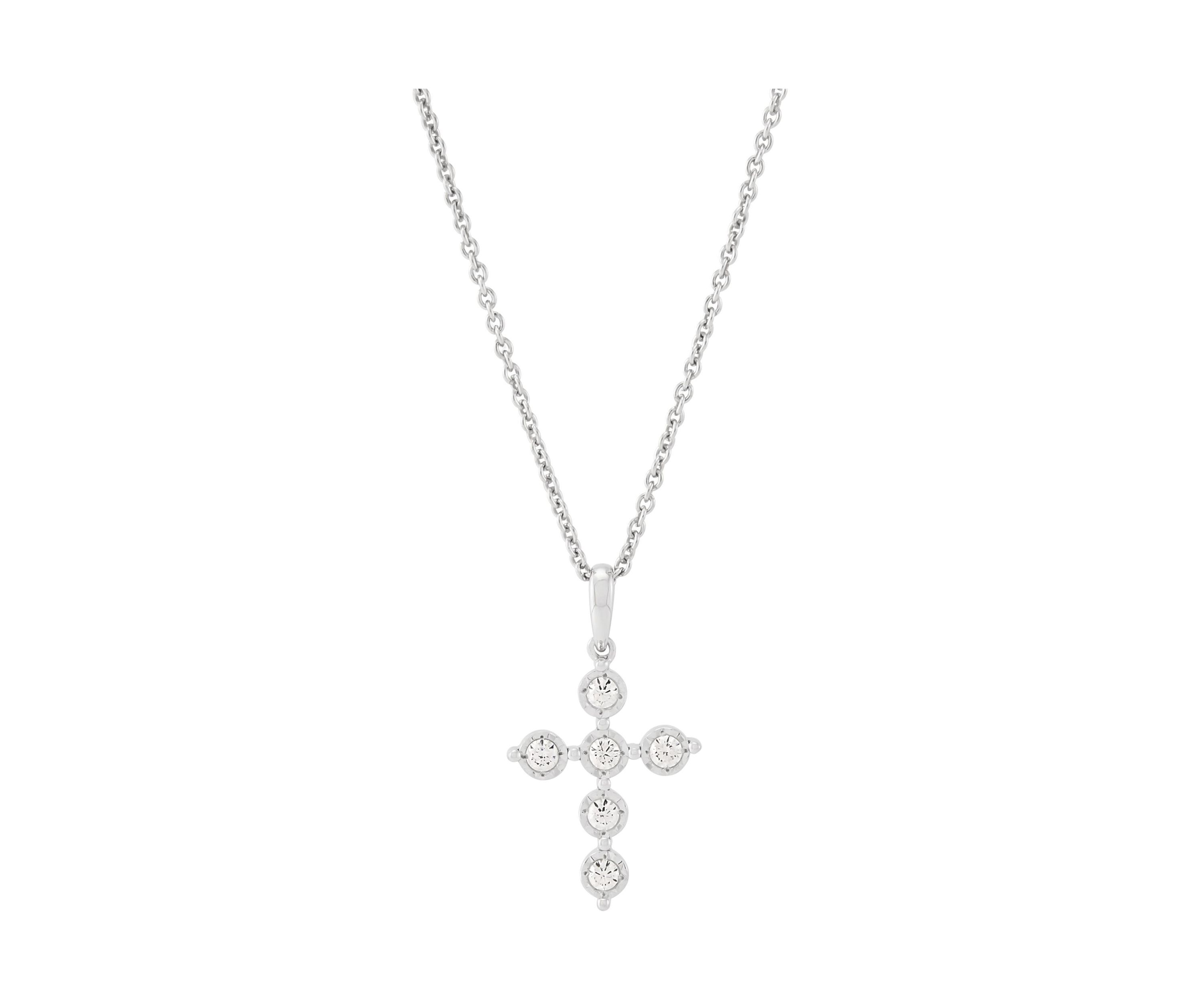1/4 ct. t.w. Lab Grown Diamond Cross Pendant Necklace with 18" Cable Chain in Sterling Silver