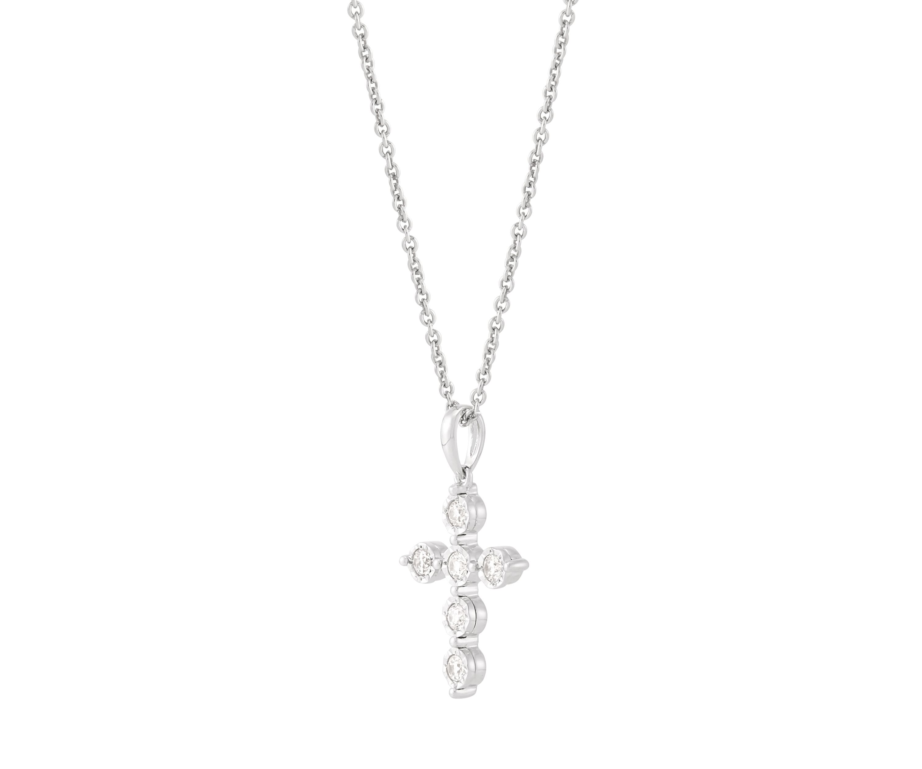 1/4 ct. t.w. Lab Grown Diamond Cross Pendant Necklace with 18" Cable Chain in Sterling Silver
