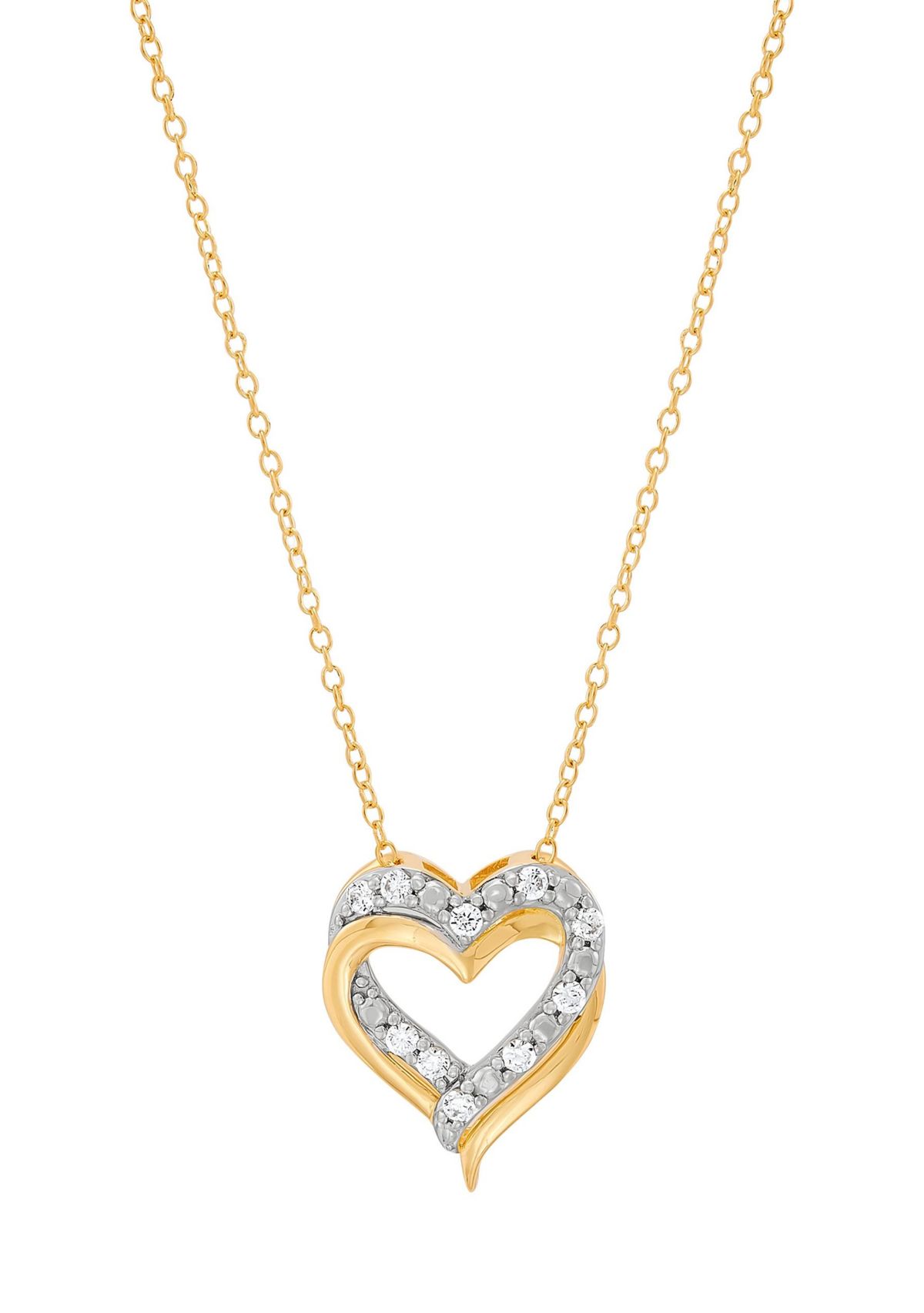1/4 ct. t.w. Lab Grown Diamond Heart Pendant with 18" Cable Chain in Gold Over Sterling Silver
