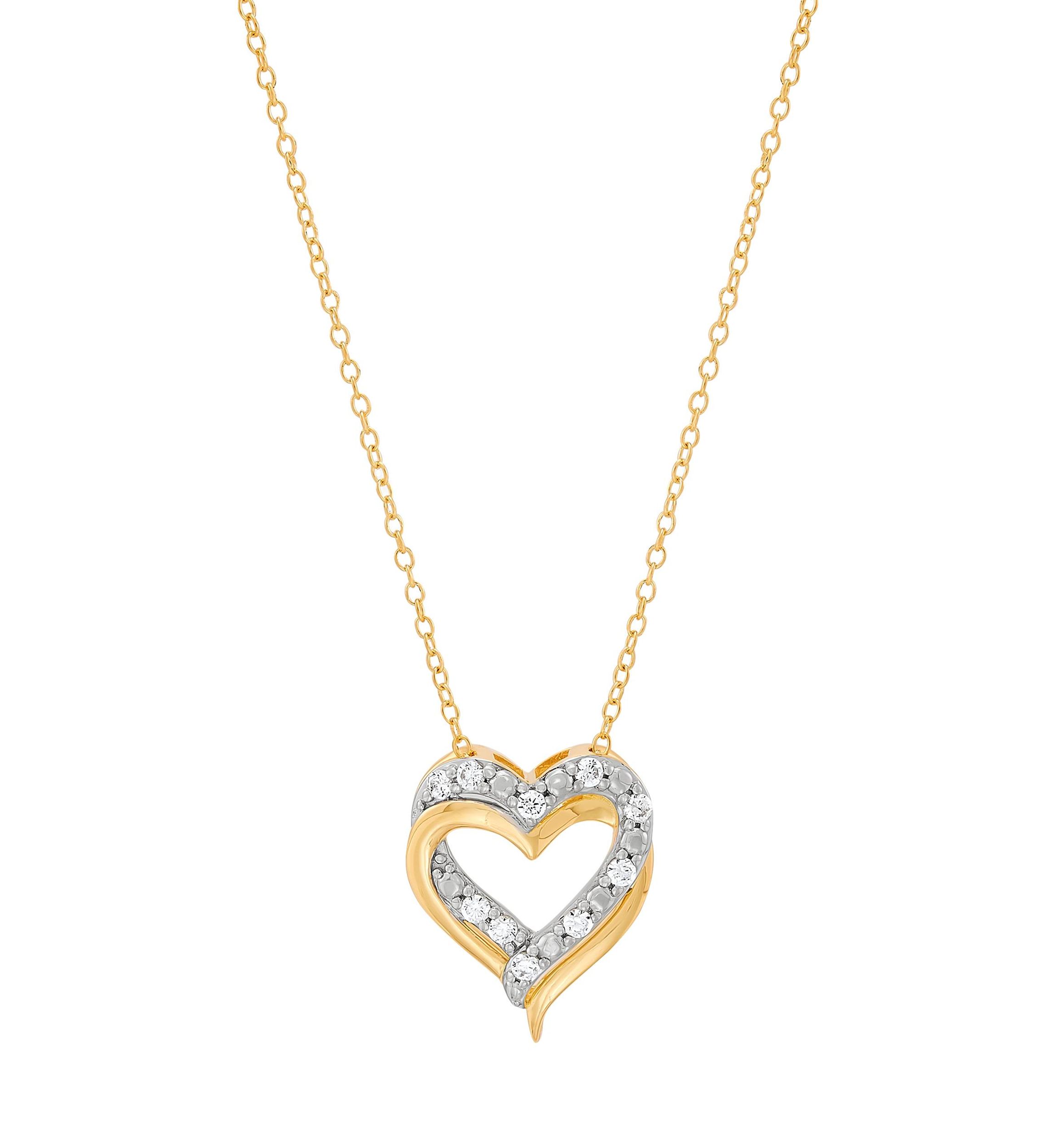 1/4 ct. t.w. Lab Grown Diamond Heart Pendant with 18" Cable Chain in Gold Over Sterling Silver