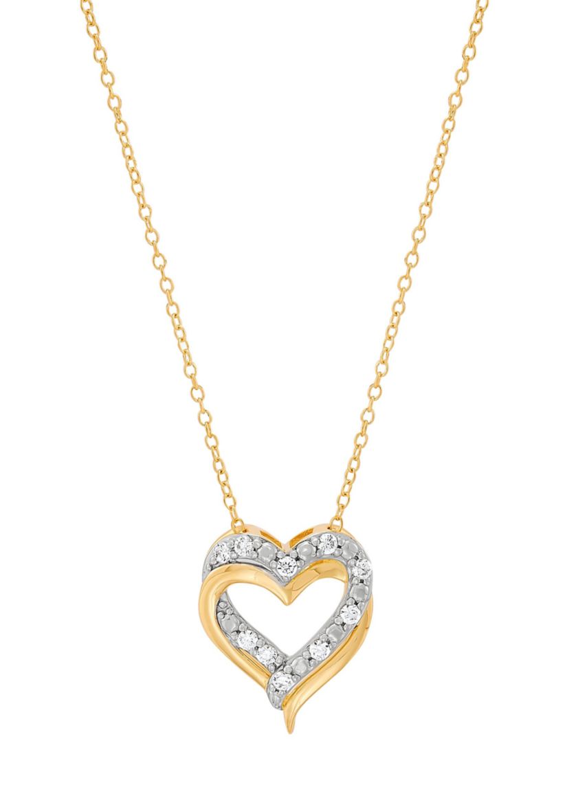 1/4 ct. t.w. Lab Grown Diamond Heart Pendant with 18" Cable Chain in Gold Over Sterling Silver