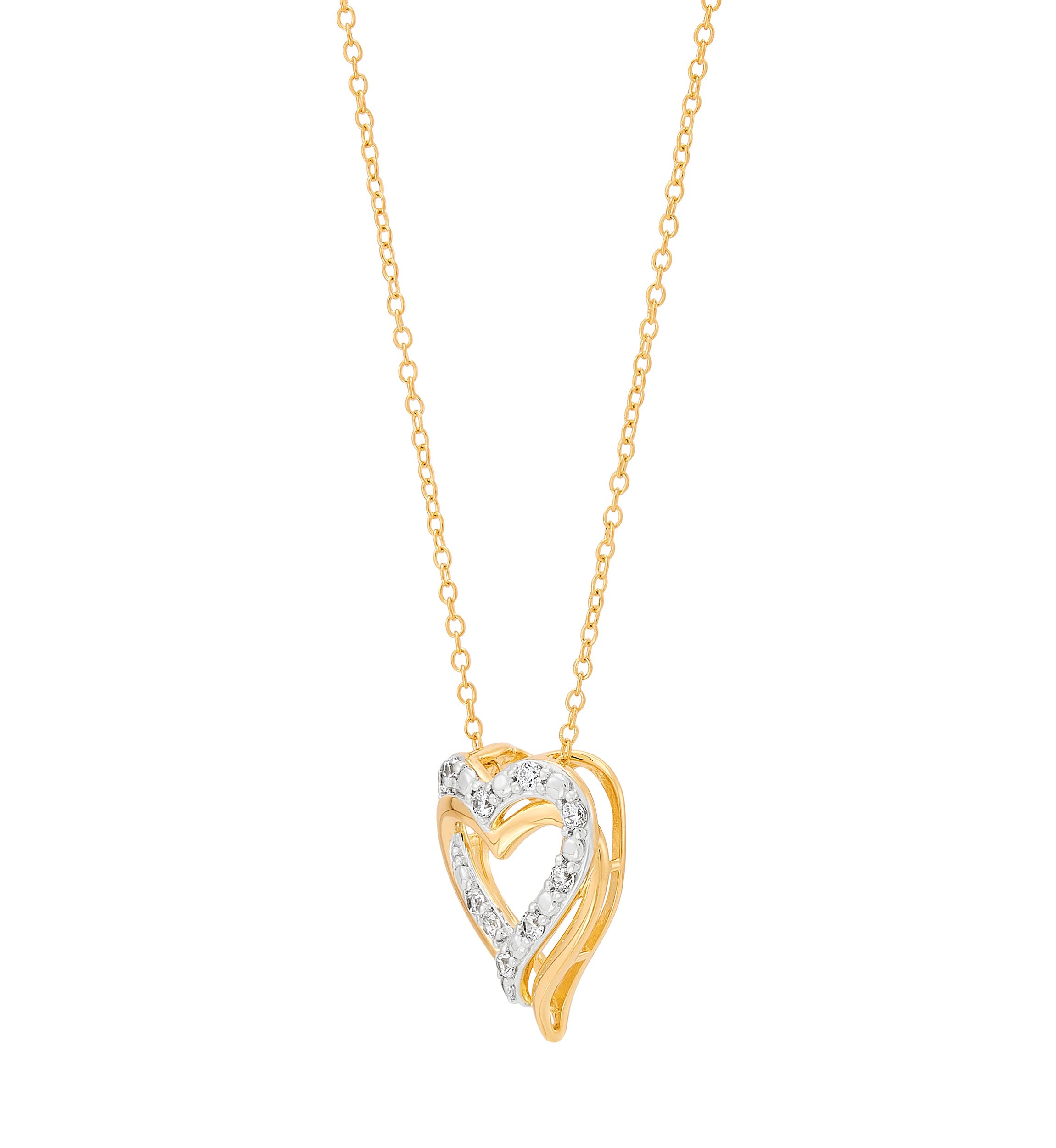 1/4 ct. t.w. Lab Grown Diamond Heart Pendant with 18" Cable Chain in Gold Over Sterling Silver
