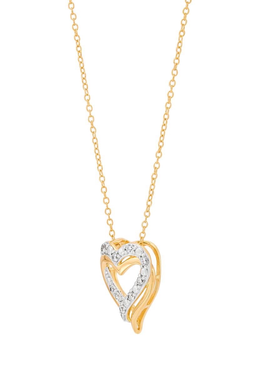 1/4 ct. t.w. Lab Grown Diamond Heart Pendant with 18" Cable Chain in Gold Over Sterling Silver